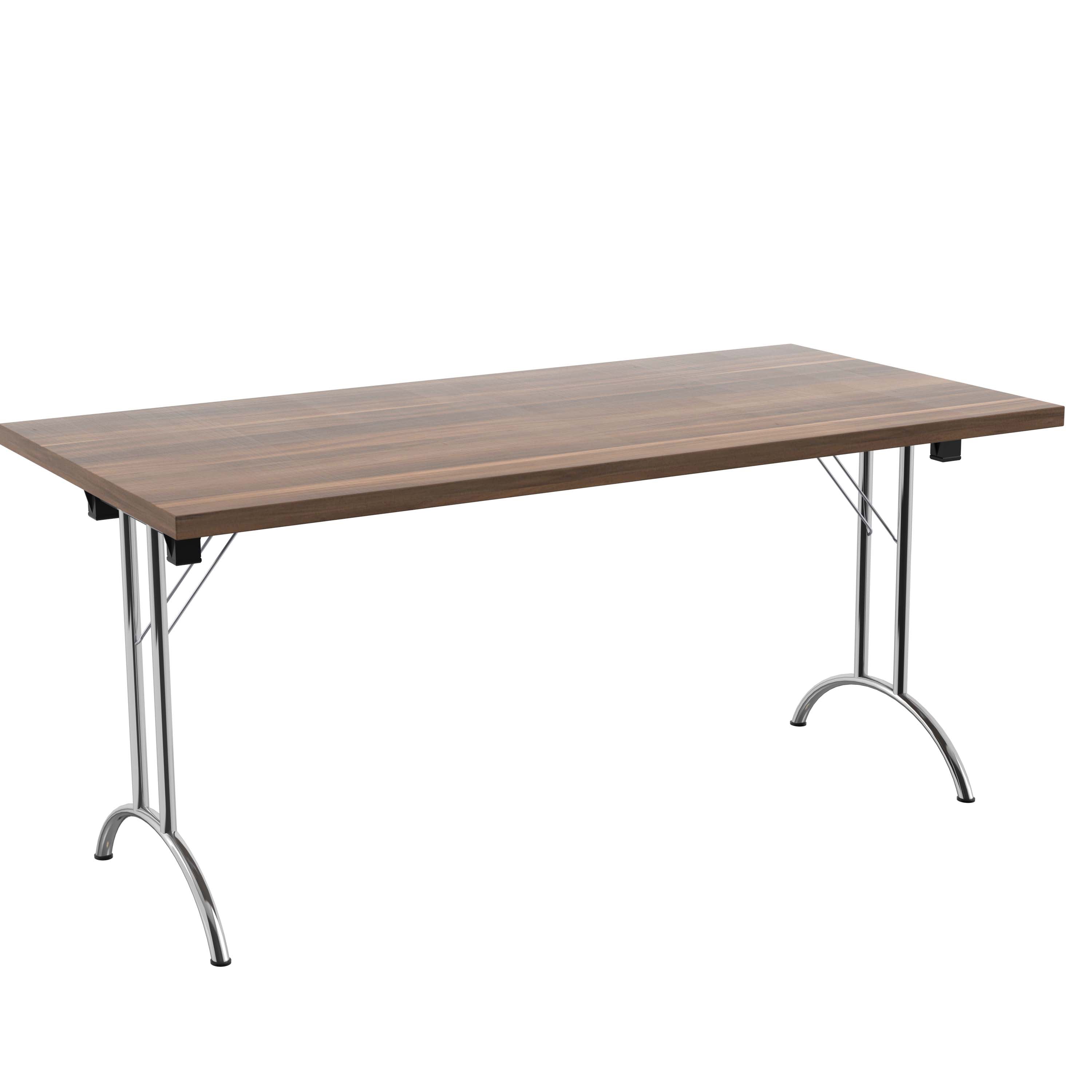 One Union Rectangular Folding Table (FSC) | 1600 X 800 | Dark Walnut/Silver