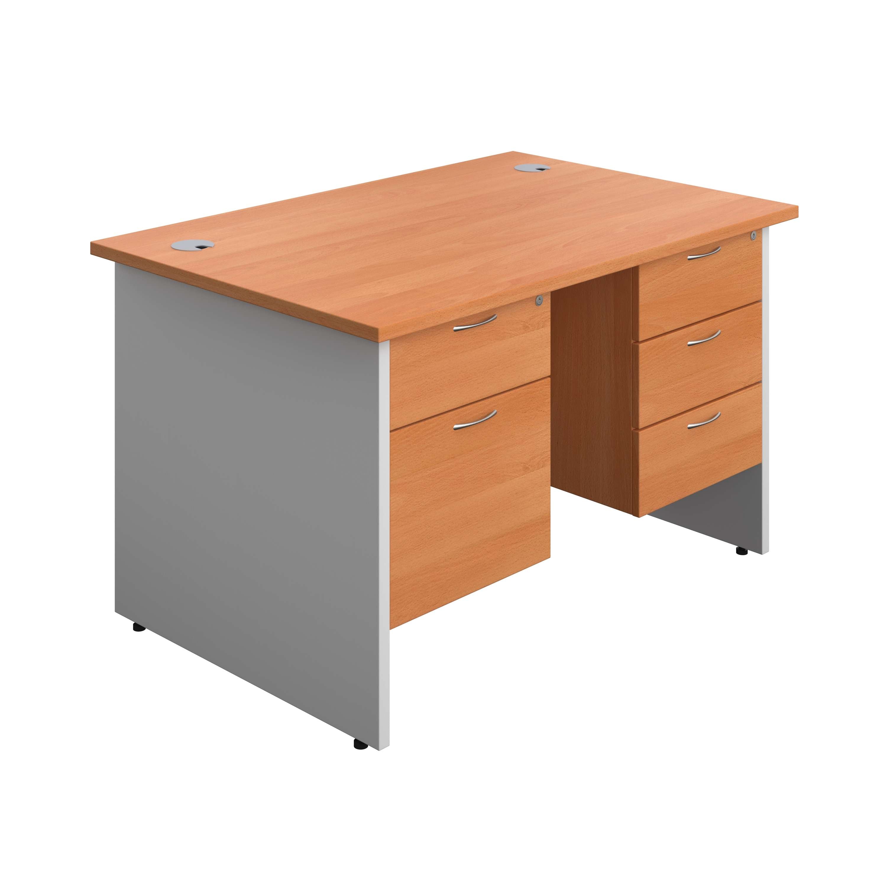 Panel Plus Rectangular Desk + 2 & 3 Drawer Fixed Pedestal Bundle (FSC)