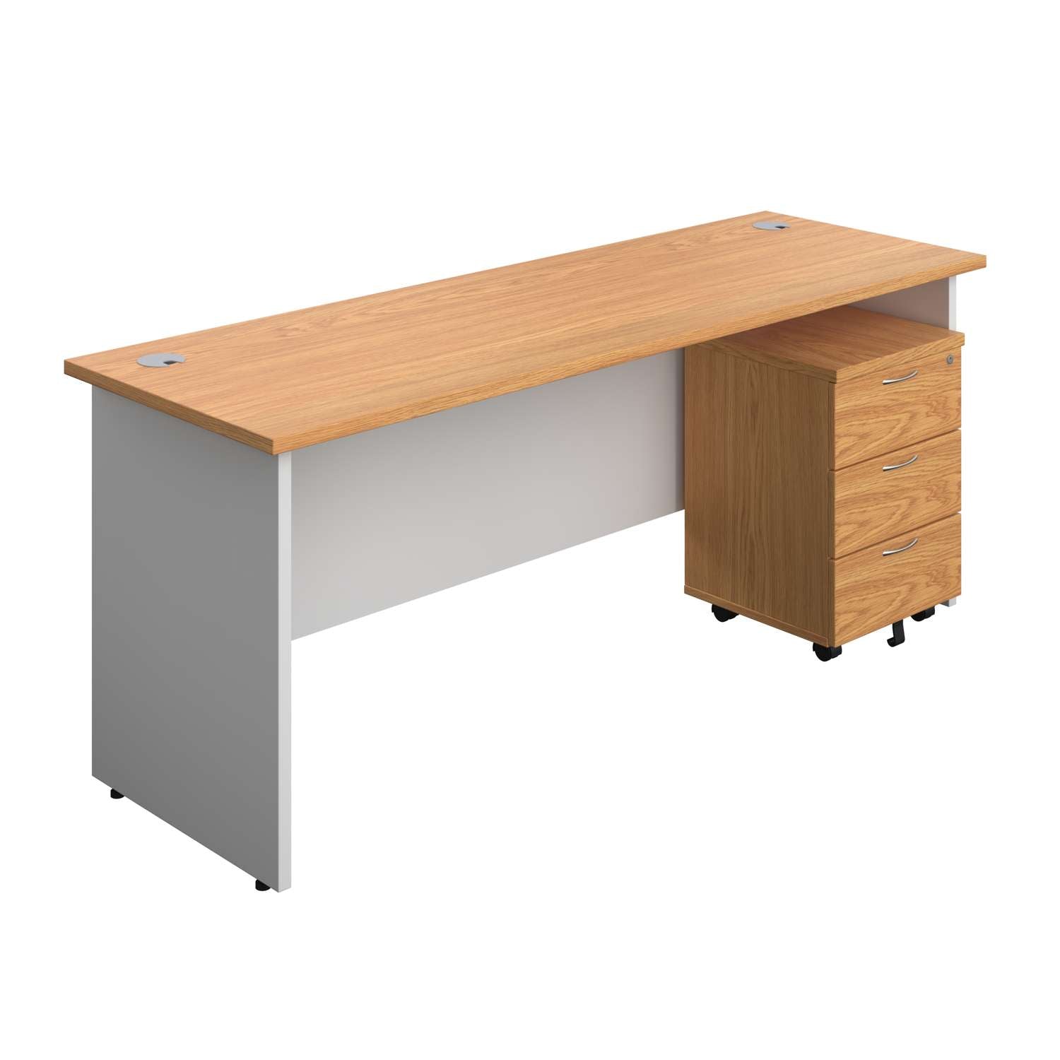 Panel Plus Rectangular Desk + 3 Drawer Mobile Pedestal Bundle (FSC)