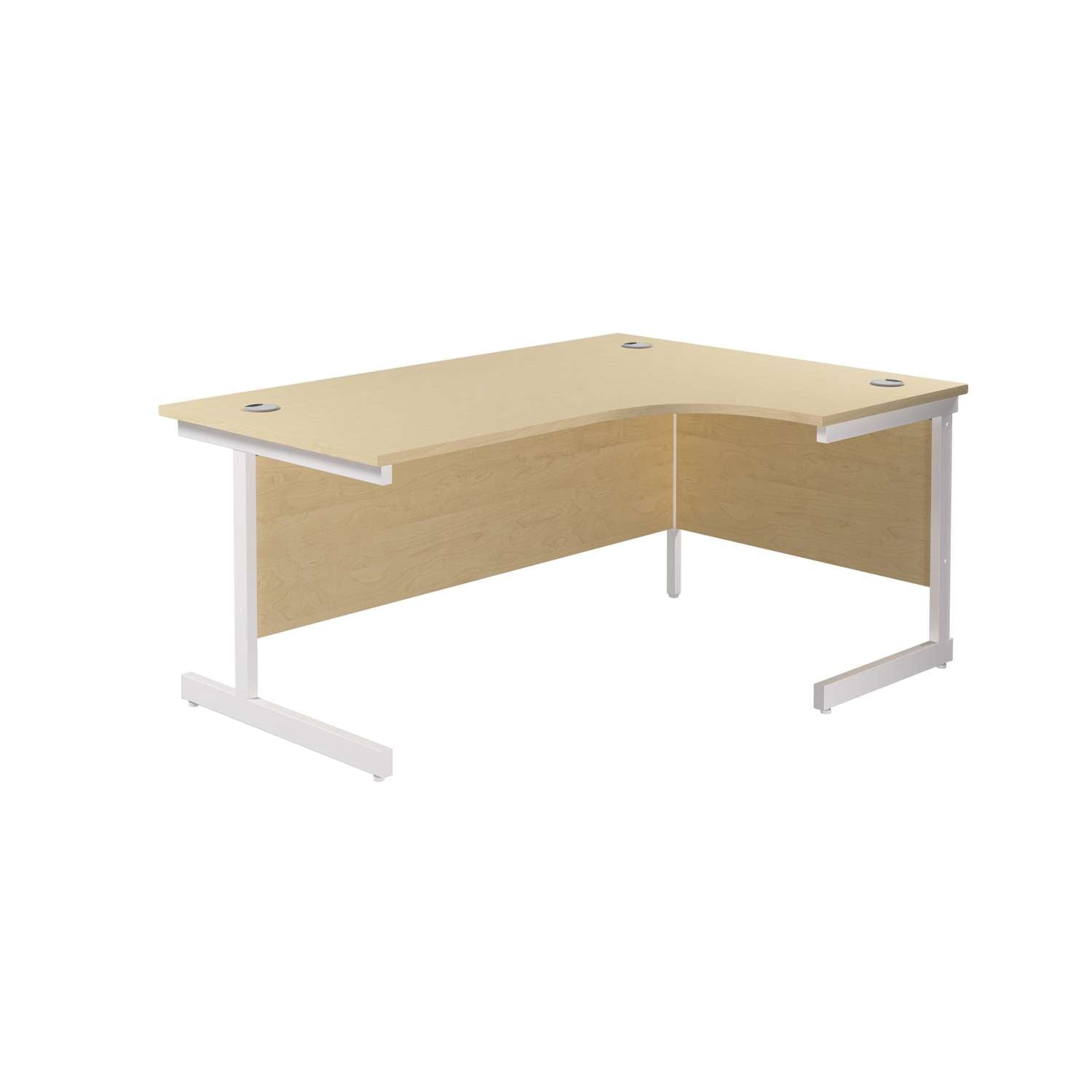 Single Upright Right Hand Radial Desk (FSC) | 1600 X 1200 | Maple/White