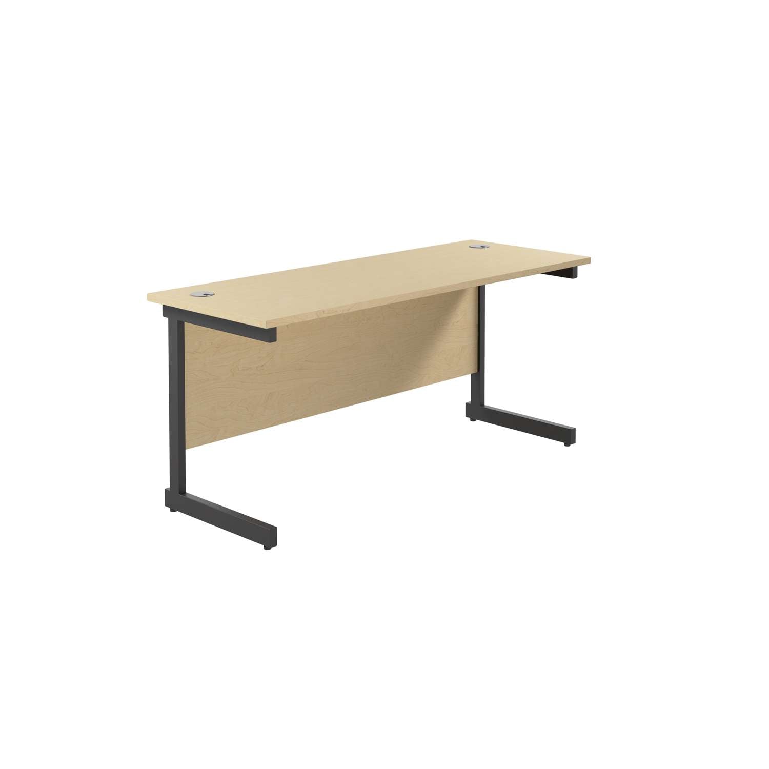 Single Upright Rectangular Desk: 600mm Deep (FSC) | 1600 X 600 | Maple/Black