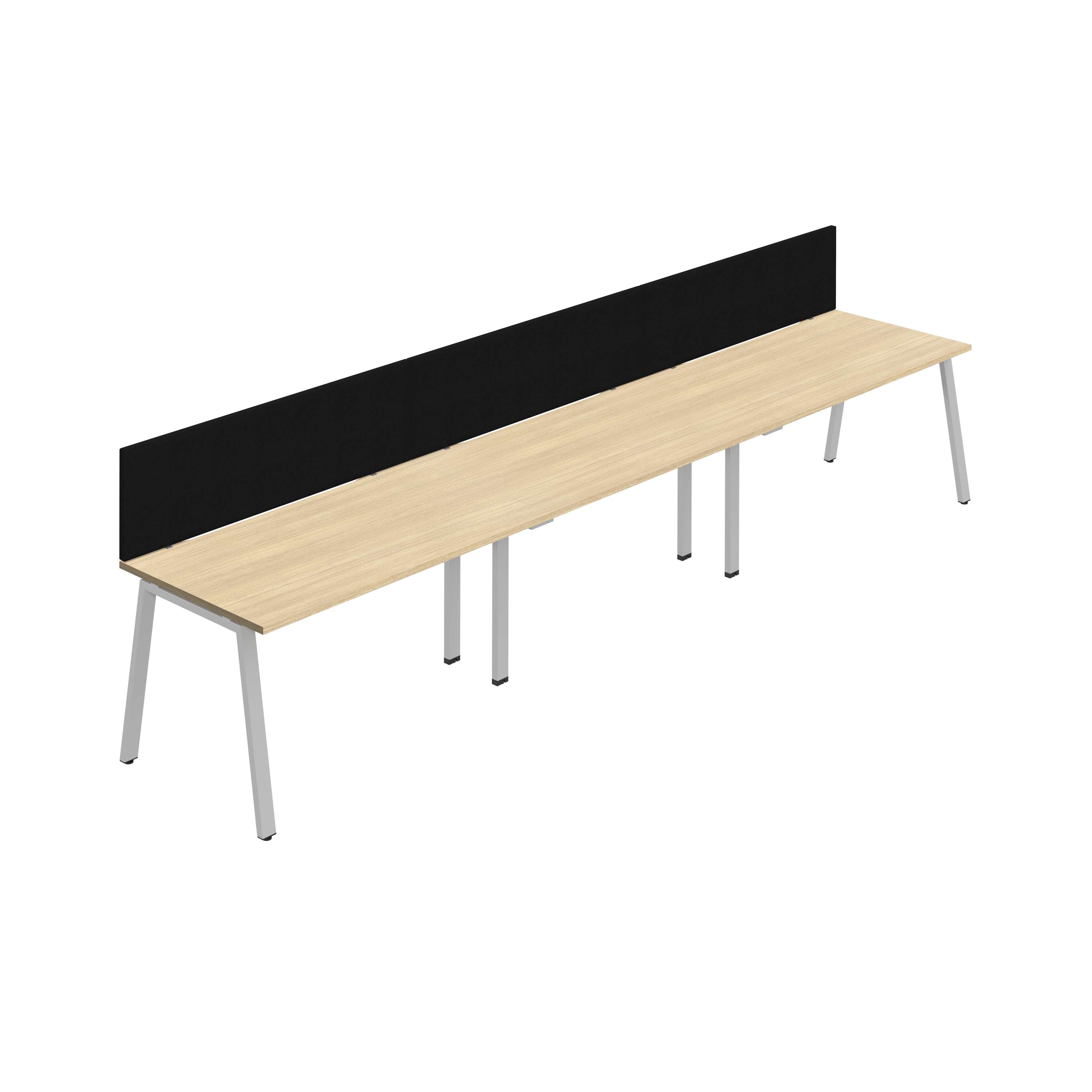 Synergy 3SP Bench Desk|1200X800mm|A-Frame|Nova Oak/Silver|Black Screen