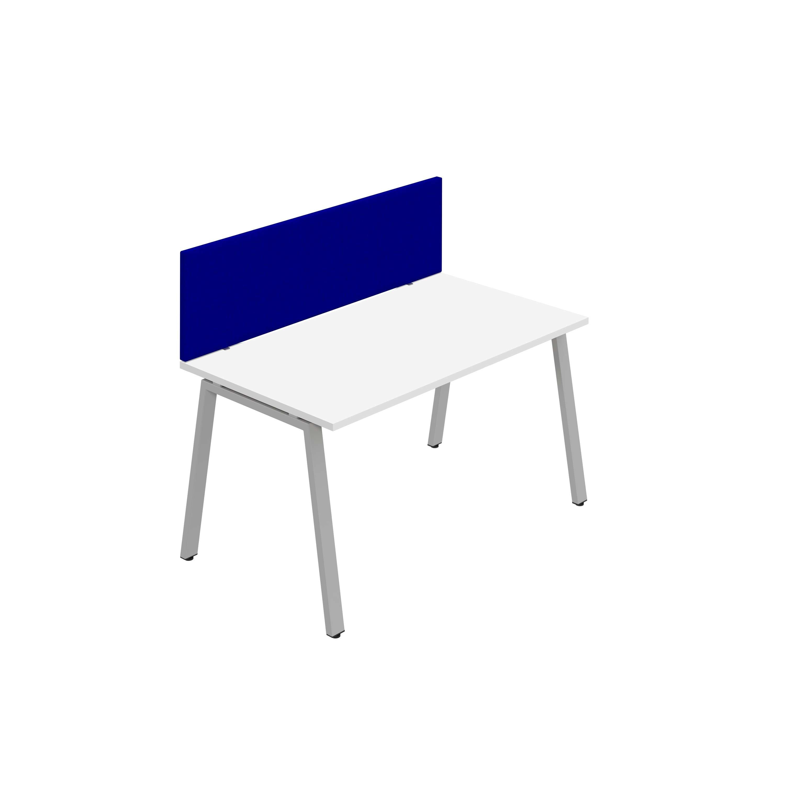 Synergy 1SP Bench Desk|1200X800mm|A-Frame|White/Silver|Royal Blue Screen