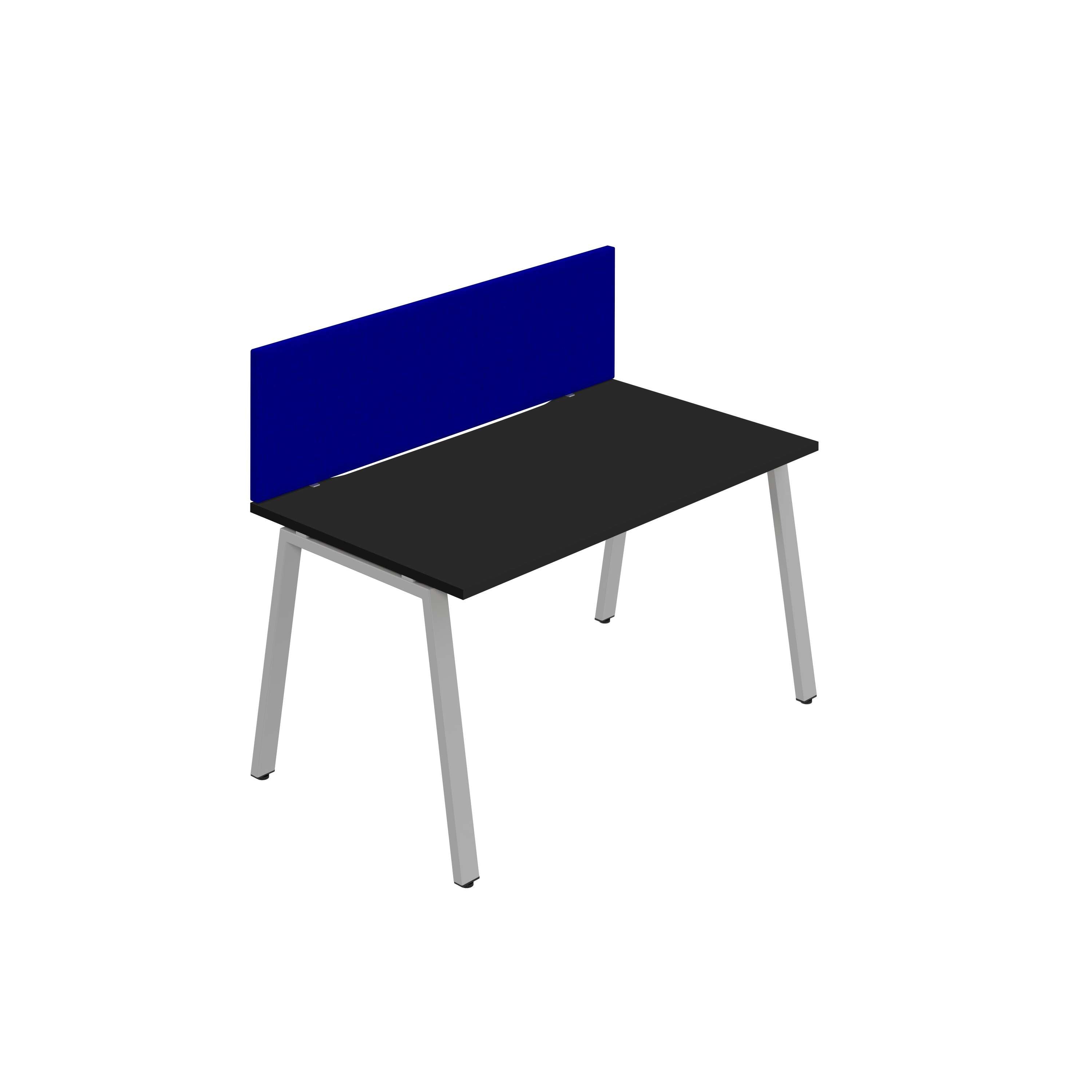 Synergy 1SP Bench Desk|1400X800mm|A-Frame|Black/Silver|Royal Blue Screen