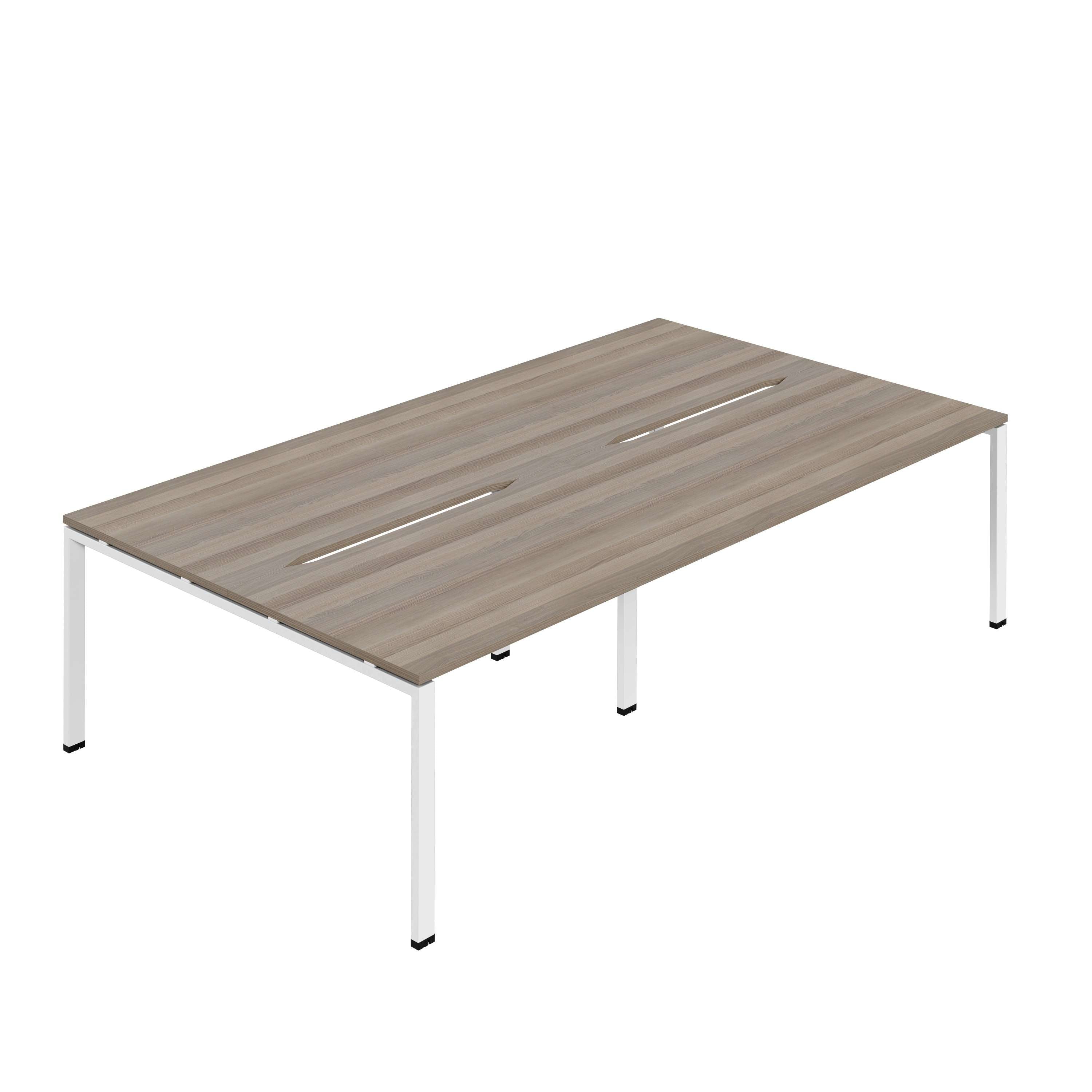 Synergy 4P Bench Desk|1400X800mm|GoalPost|Grey Oak/White