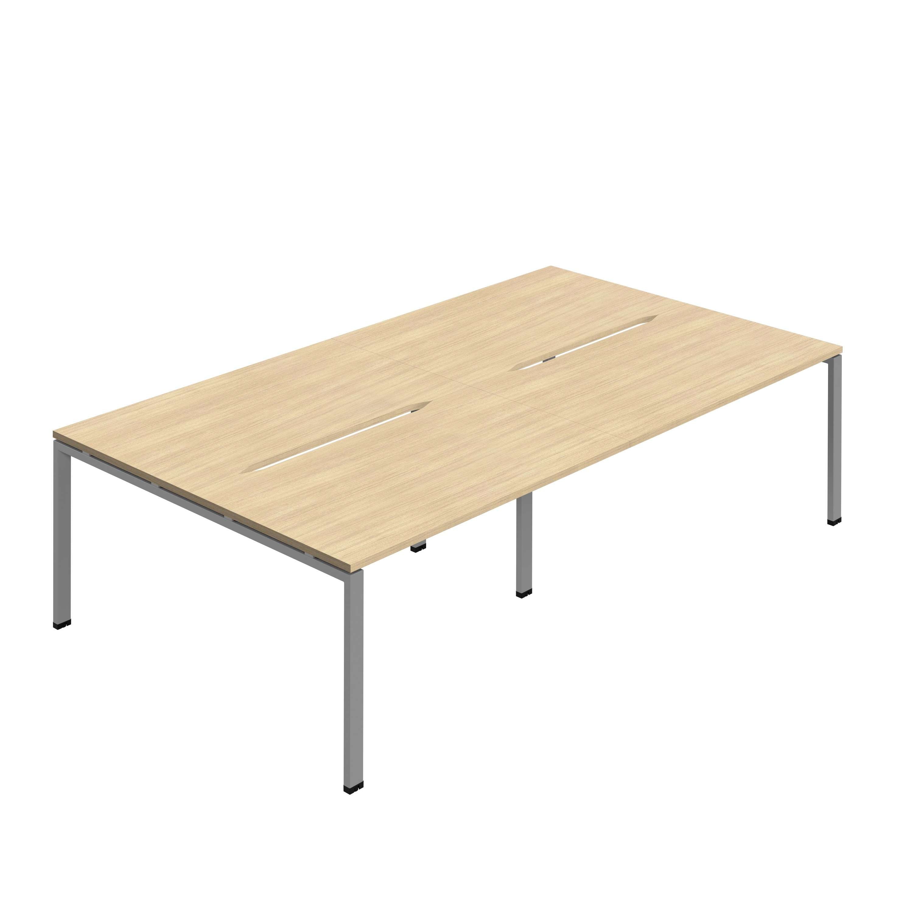 Synergy 4P Bench Desk|1400X800mm|GoalPost|Nova Oak/Silver