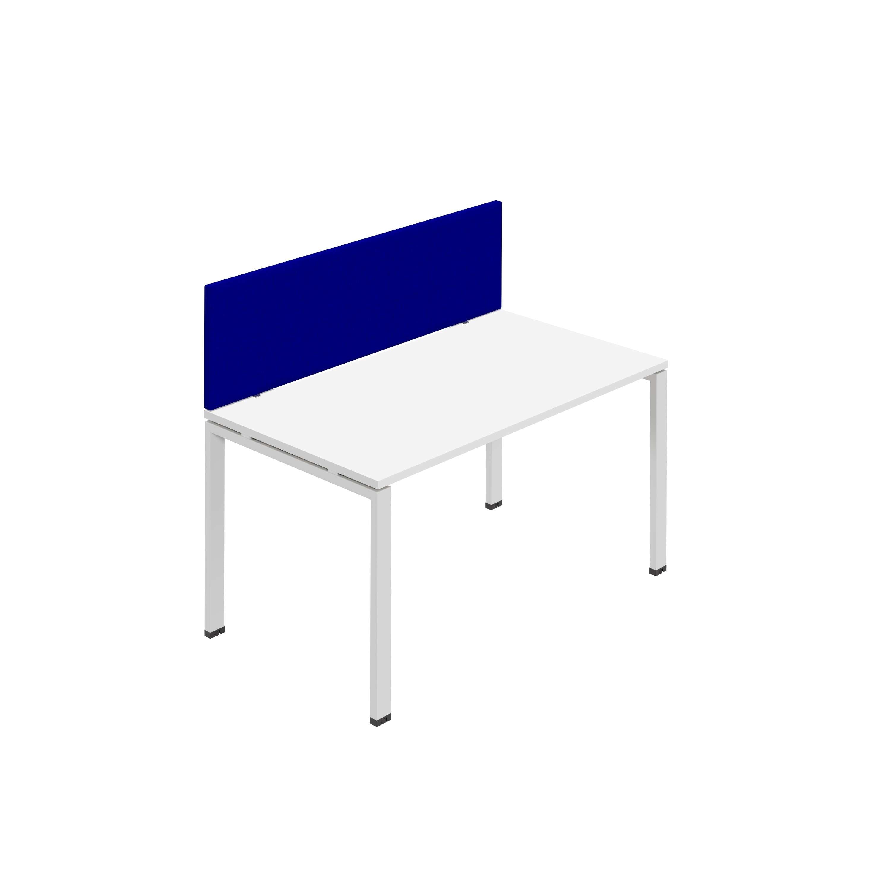 Synergy 1SP Bench Desk|1400X800mm|GoalPost|White/White|Royal Blue Screen