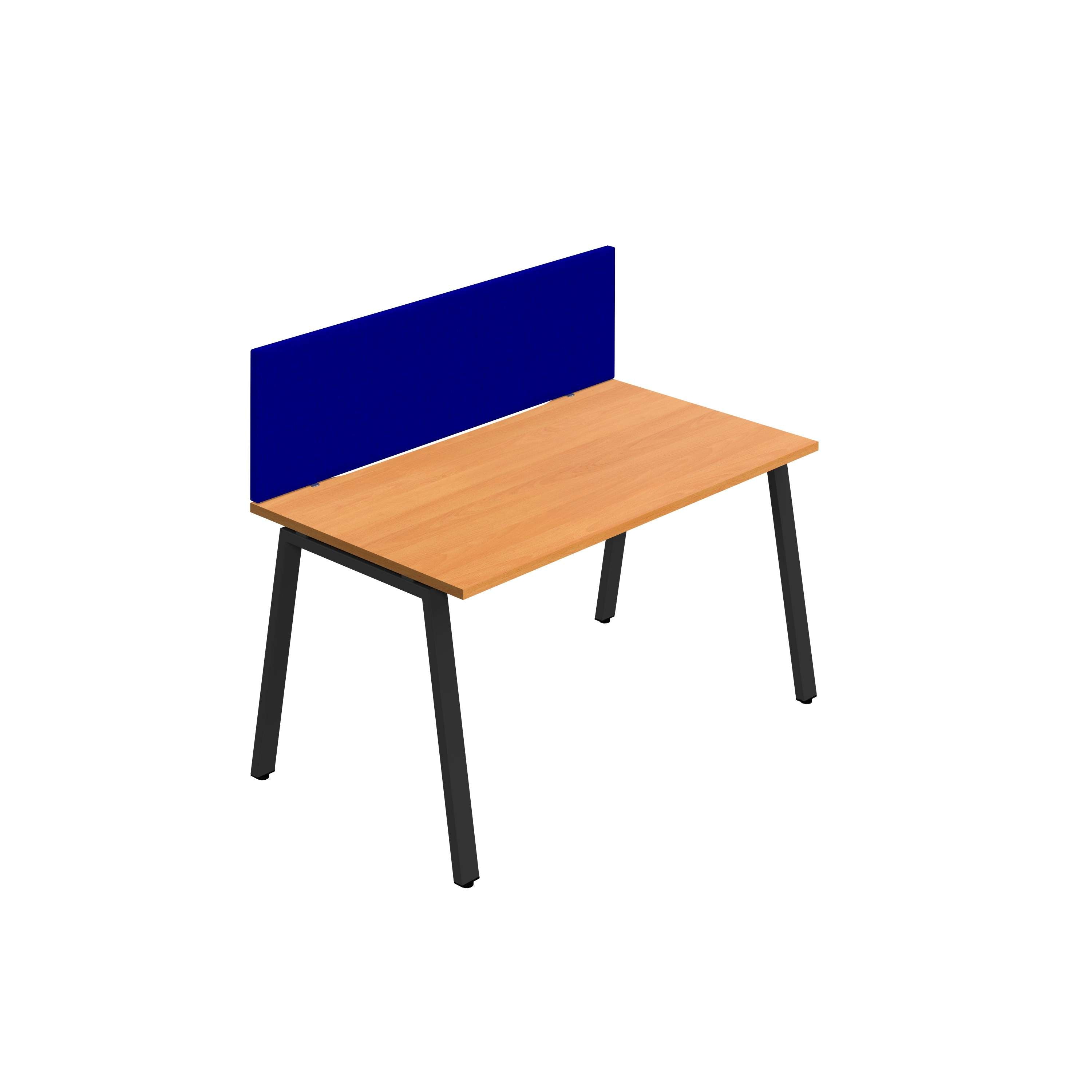 Synergy 1SP Bench Desk|1600X800mm|A-Frame|Beech/Black|Royal Blue Screen