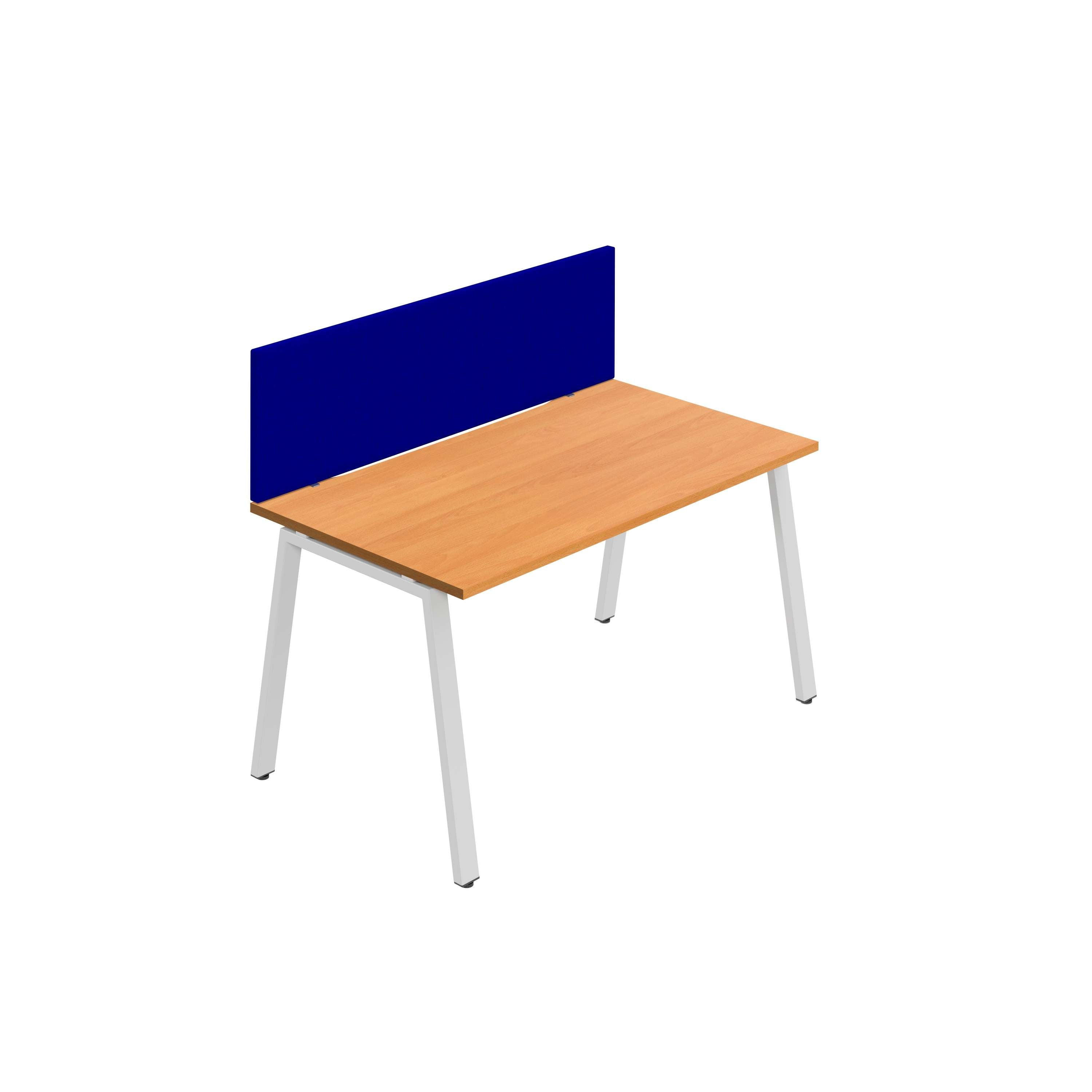 Synergy 1SP Bench Desk|1600X800mm|A-Frame|Beech/White|Royal Blue Screen