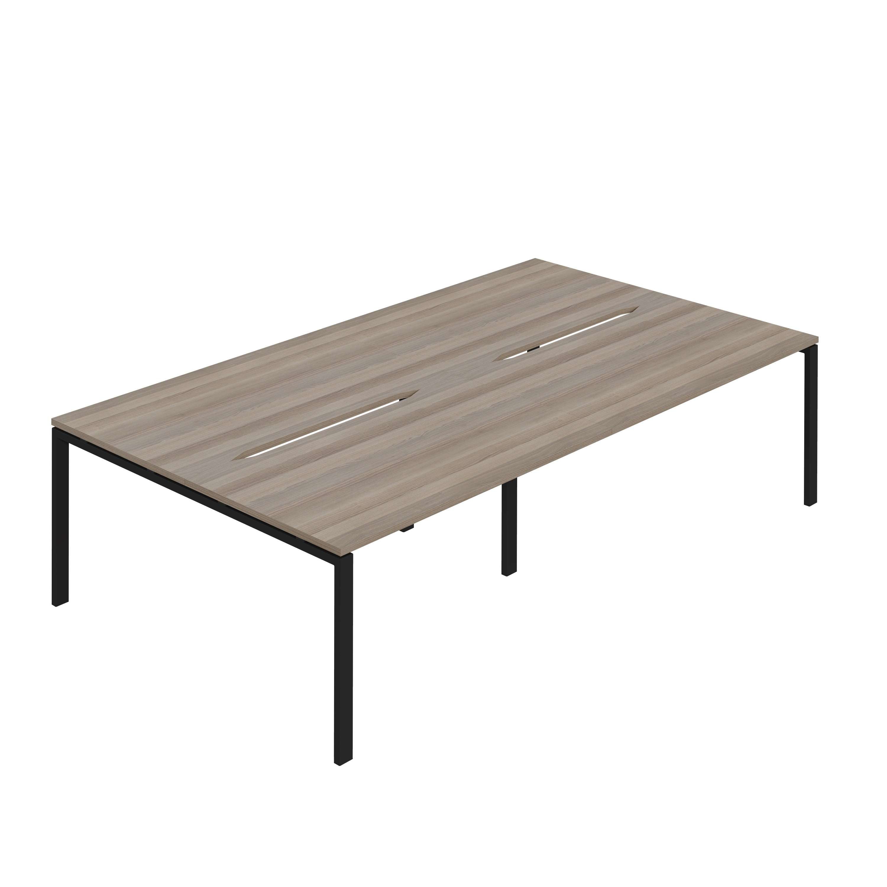 Synergy 4P Bench Desk|1600X800mm|GoalPost|Grey Oak/Black