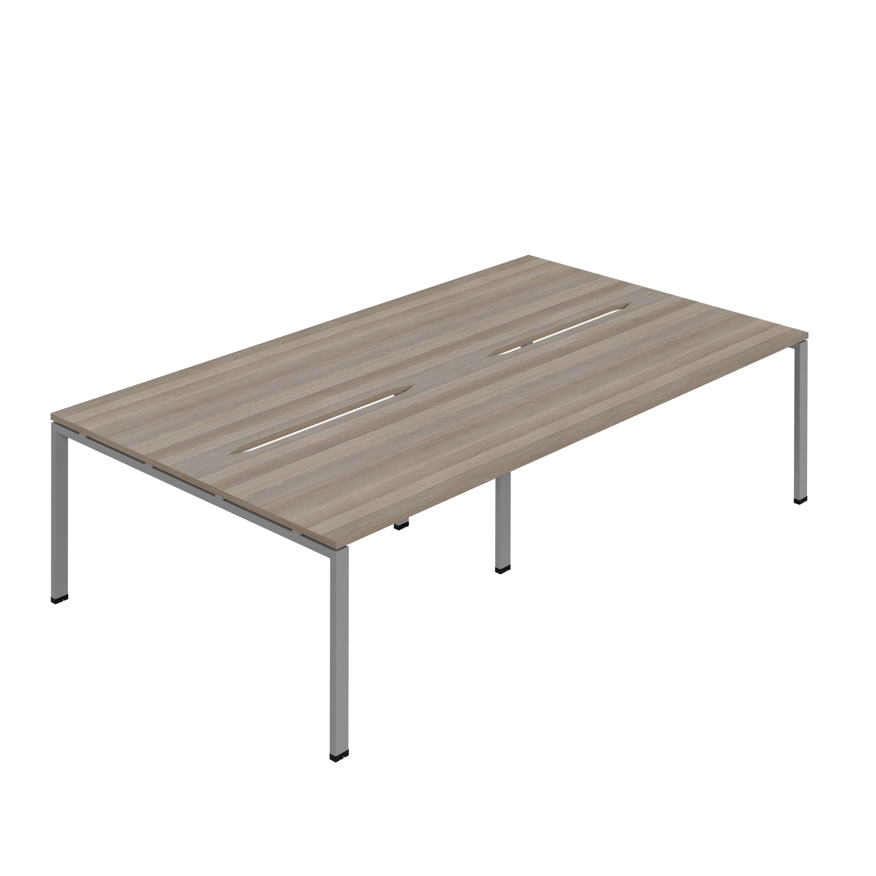 Synergy 4P Bench Desk|1600X800mm|GoalPost|Grey Oak/Silver