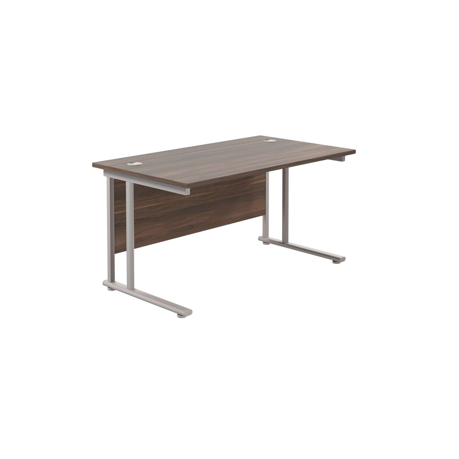 Twin Upright Rectangular Desk: 800mm Deep (FSC) | 1200X800 | Dark Walnut/Silver