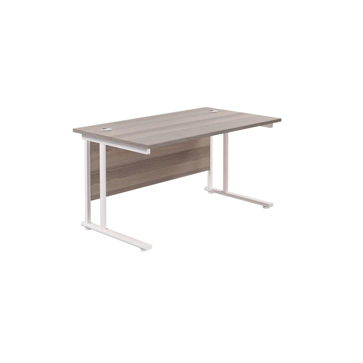 Twin Upright Rectangular Desk: 800mm Deep (FSC) | 1200X800 | Grey Oak/White