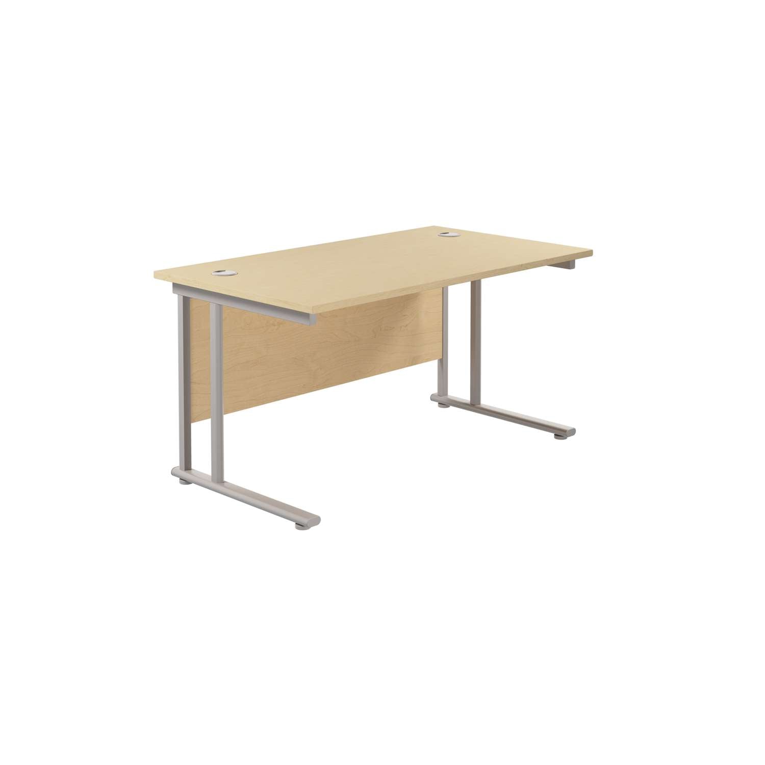 Twin Upright Rectangular Desk: 800mm Deep (FSC) | 1200X800 | Maple/Silver