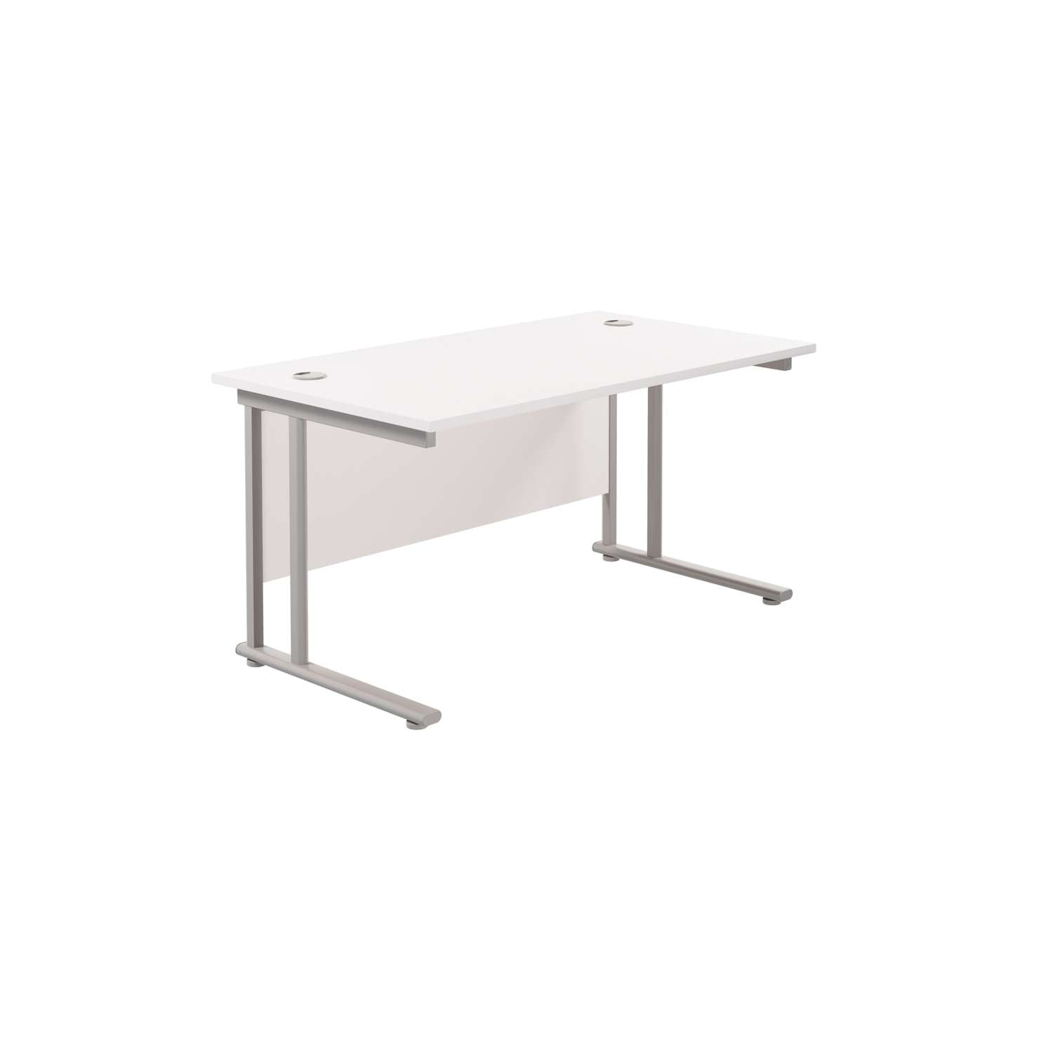 Twin Upright Rectangular Desk: 800mm Deep (FSC) | 1200X800 | White/Silver