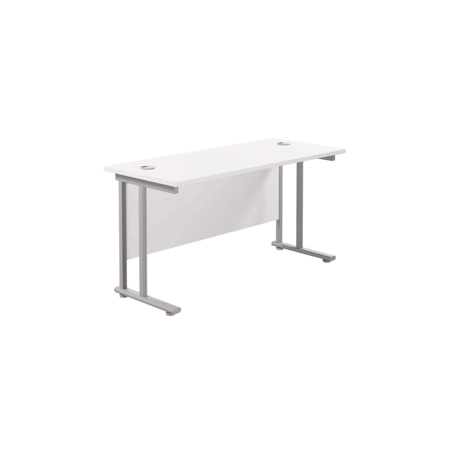 Twin Upright Rectangular Desk: 600mm Deep (FSC) | 1400X600 | White/Silver