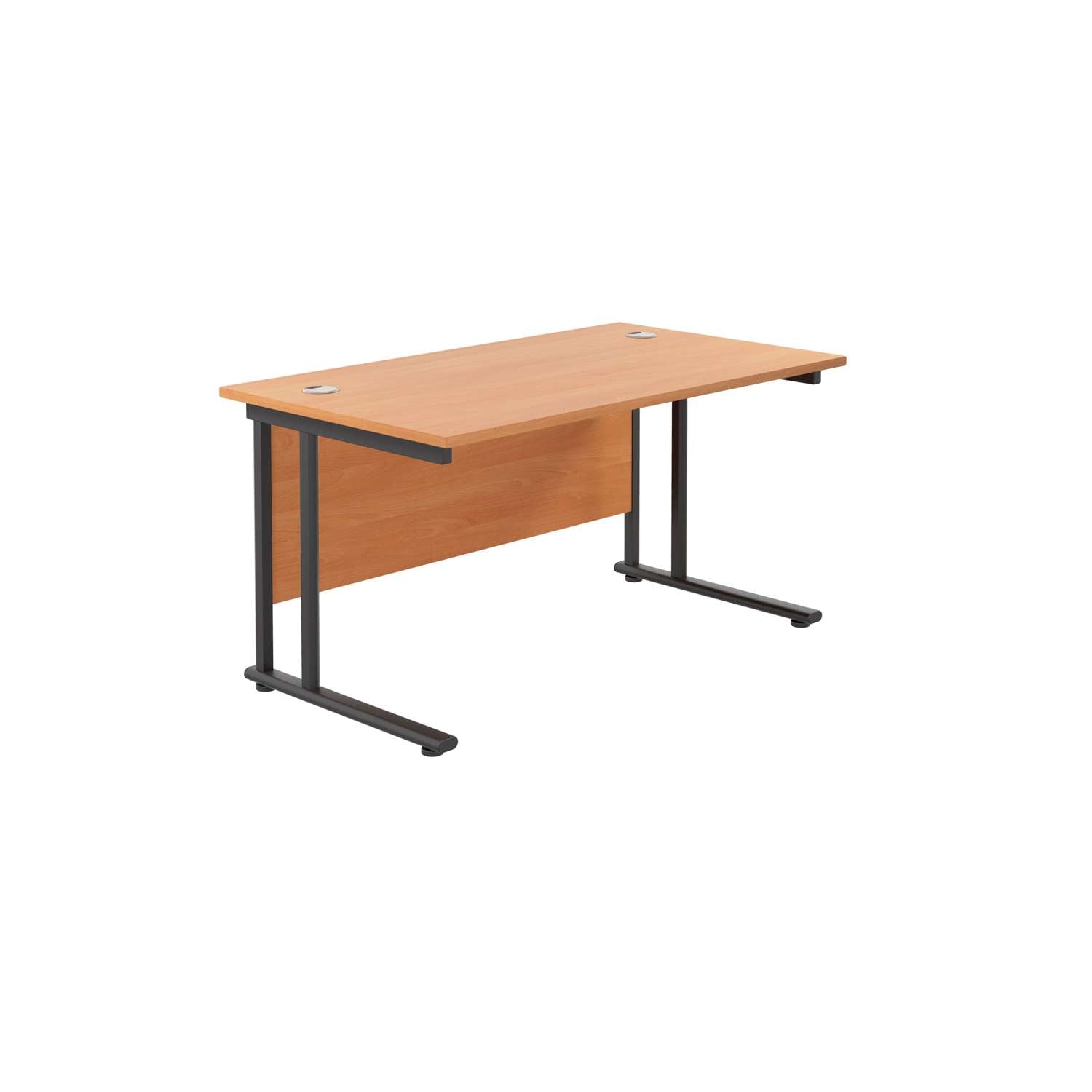 Twin Upright Rectangular Desk: 800mm Deep (FSC) | 1400X800 | Beech/Black