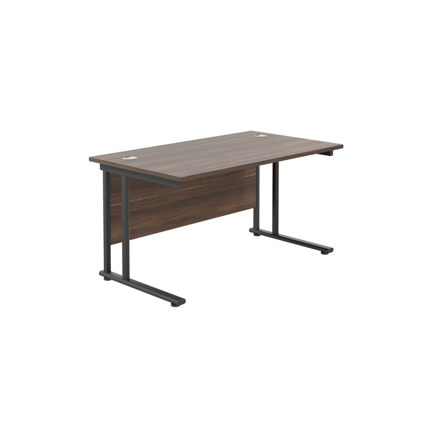 Twin Upright Rectangular Desk: 800mm Deep (FSC) | 1400X800 | Dark Walnut/Black