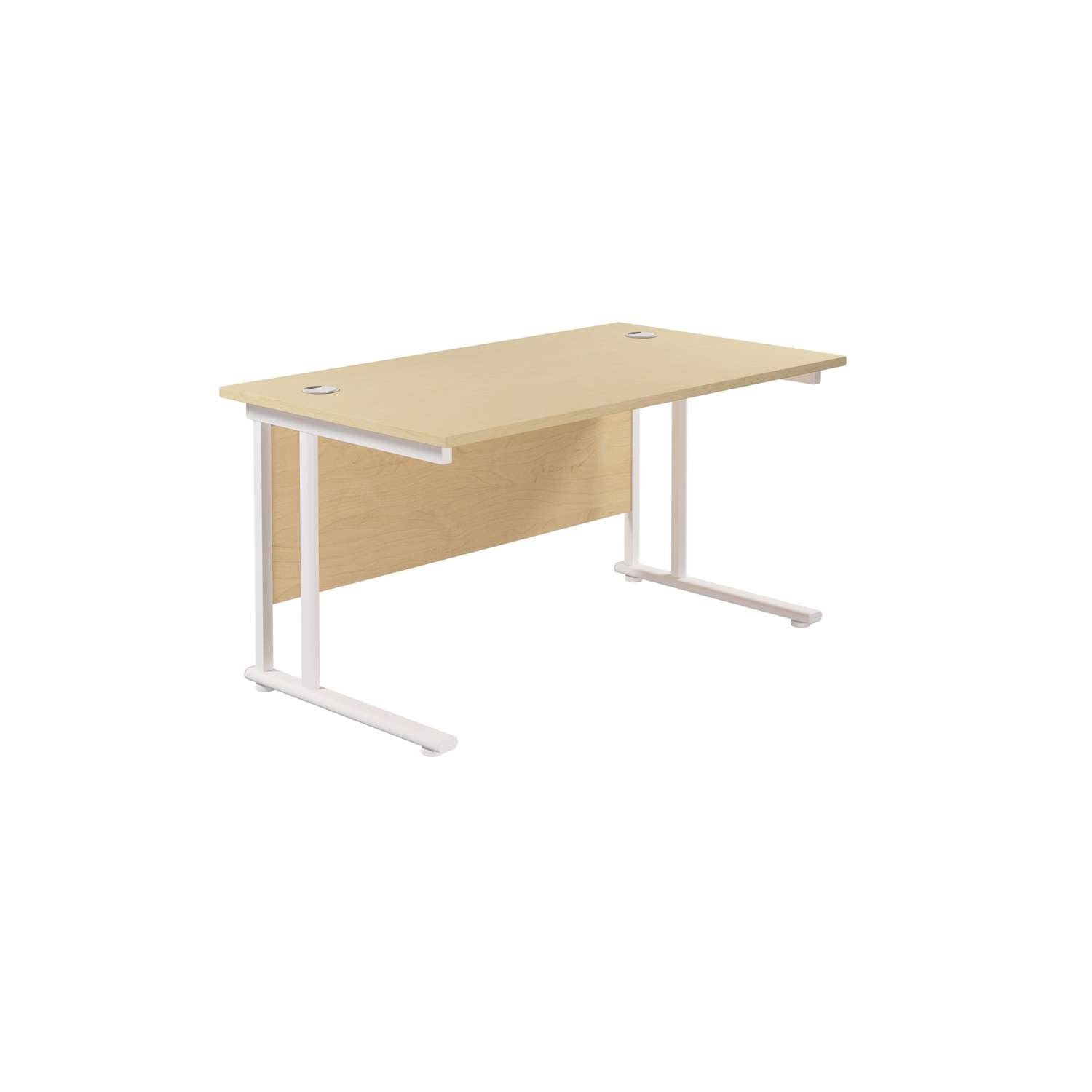 Twin Upright Rectangular Desk: 800mm Deep (FSC) | 1400X800 | Maple/White