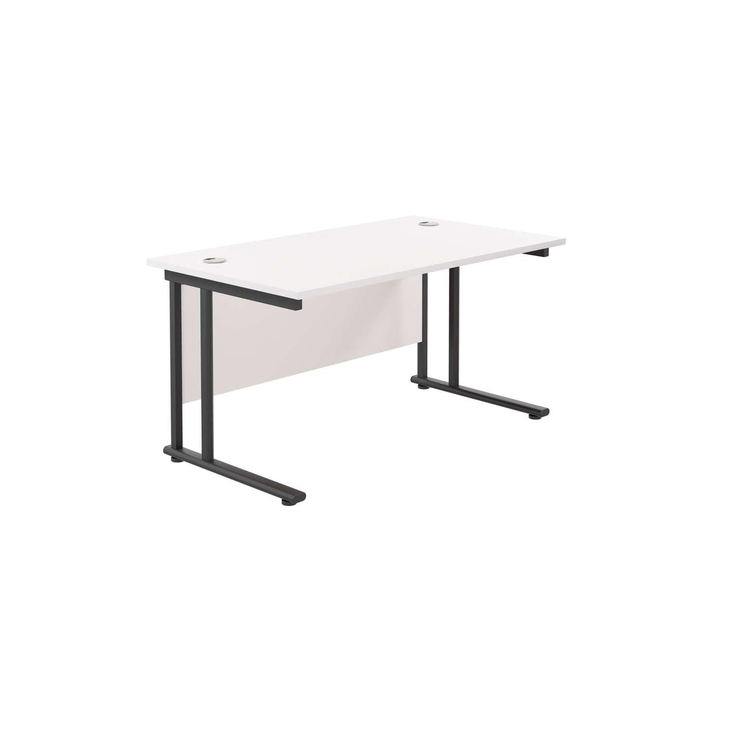 Twin Upright Rectangular Desk: 800mm Deep (FSC) | 1400X800 | White/Black