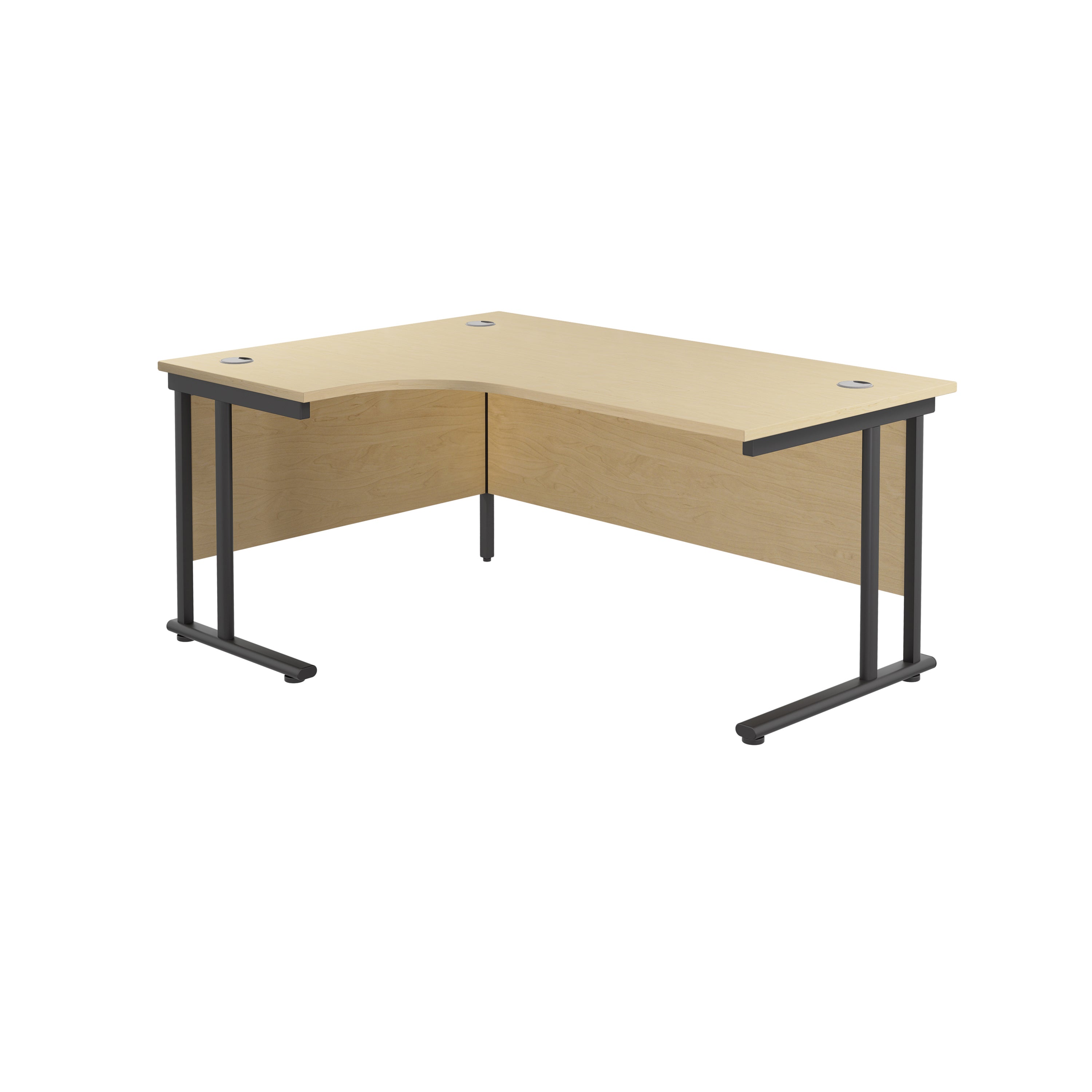 Twin Upright Left Hand Radial Desk (FSC) | 1600X1200 | Maple/Black