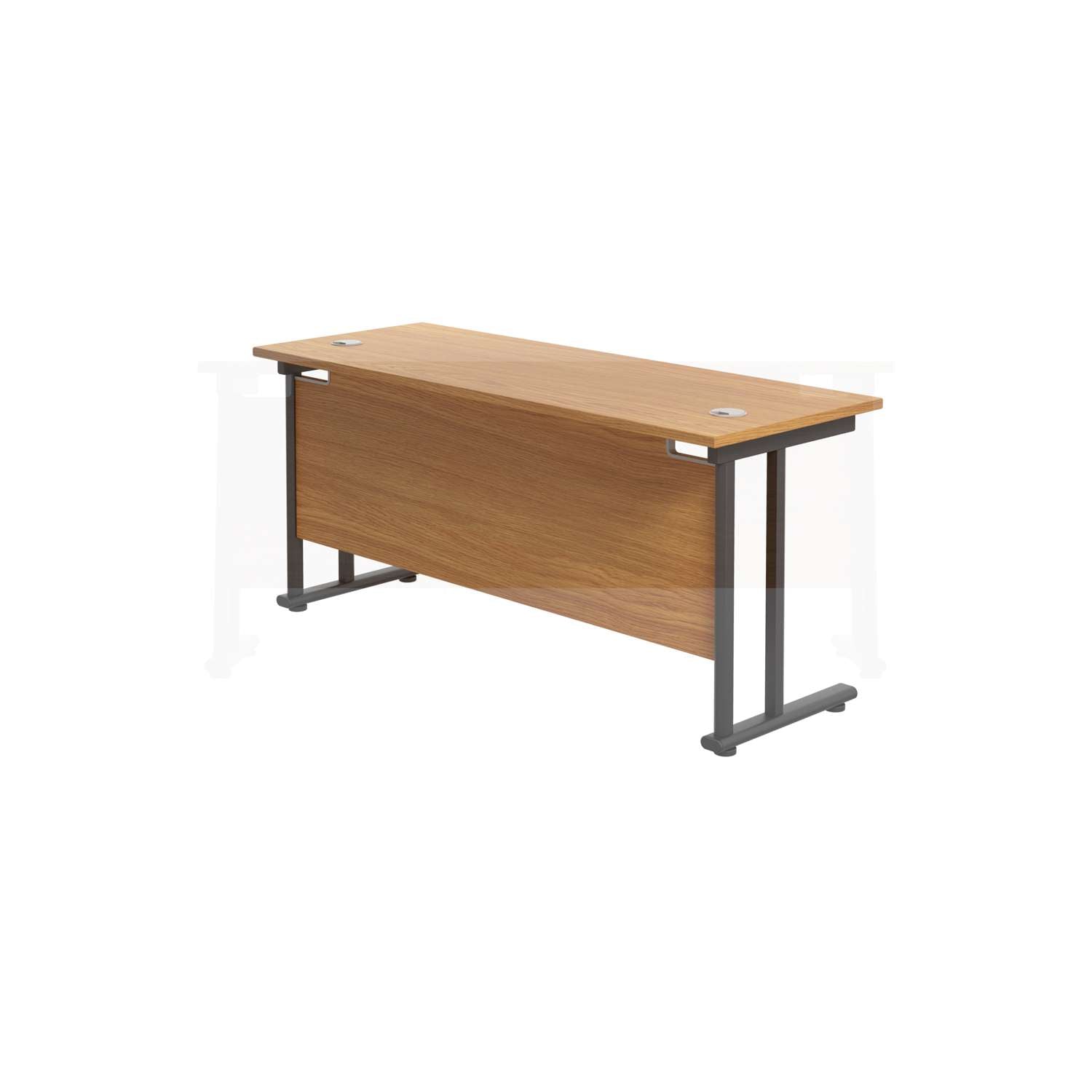 Twin Upright Rectangular Desk: 600mm Deep (FSC) | 1600X600 | Nova Oak/Black