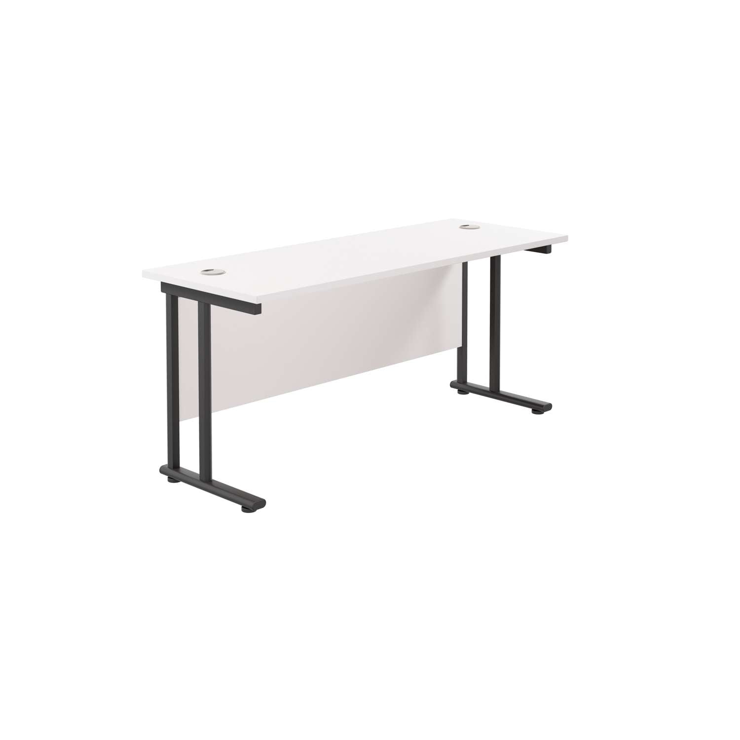 Twin Upright Rectangular Desk: 600mm Deep (FSC) | 1600X600 | White/Black