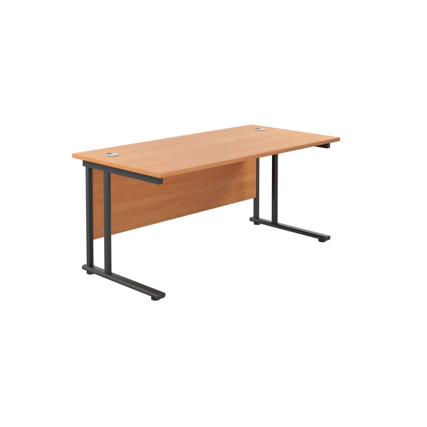 Twin Upright Rectangular Desk: 800mm Deep (FSC) | 1600X800 | Beech/Black