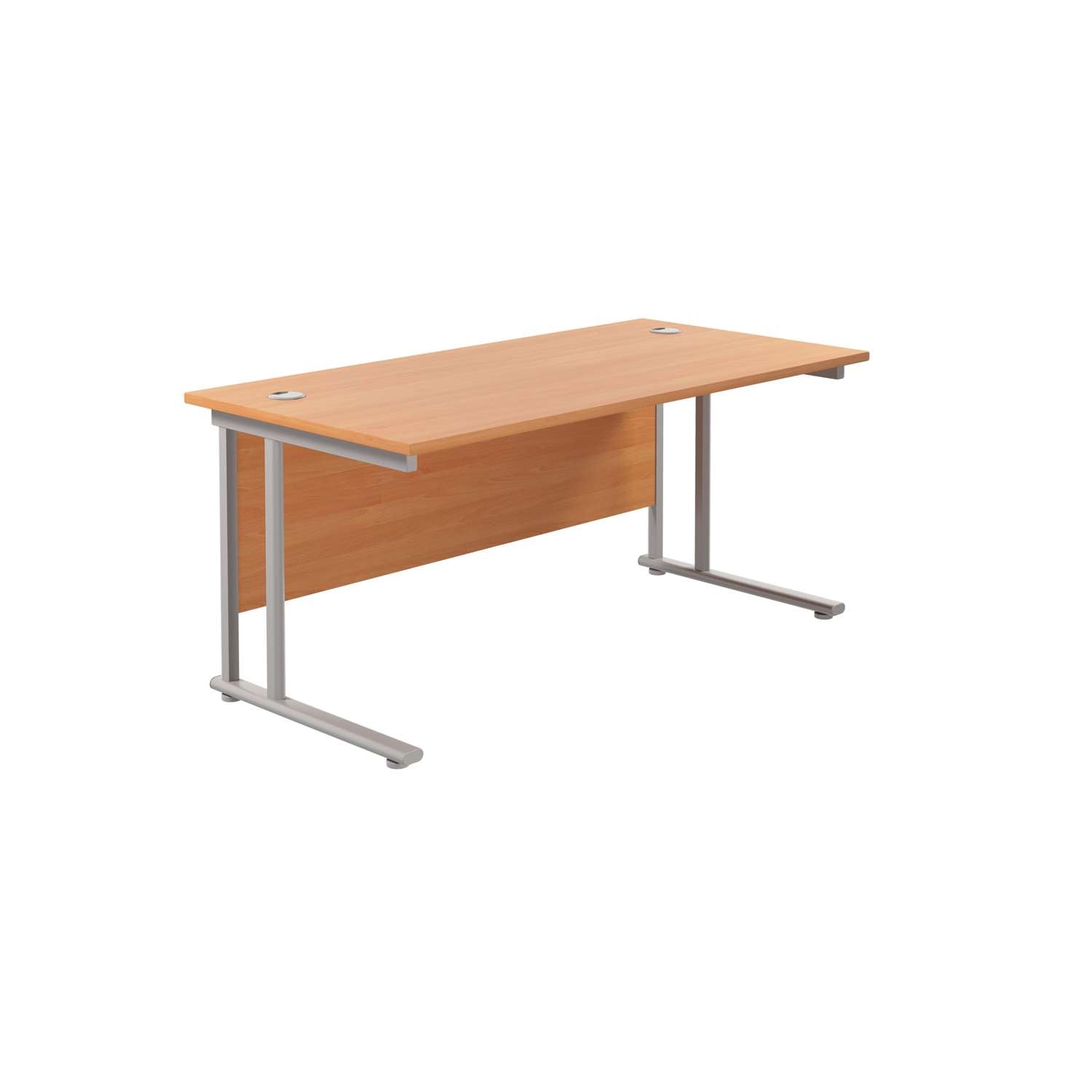 Twin Upright Rectangular Desk: 800mm Deep (FSC) | 1600X800 | Beech/Silver