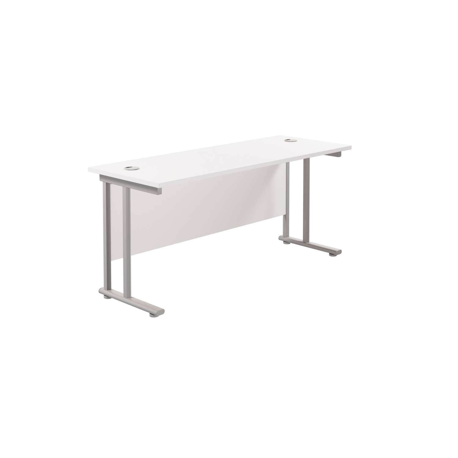 Twin Upright Rectangular Desk: 600mm Deep (FSC) | 1800X600 | White/Silver