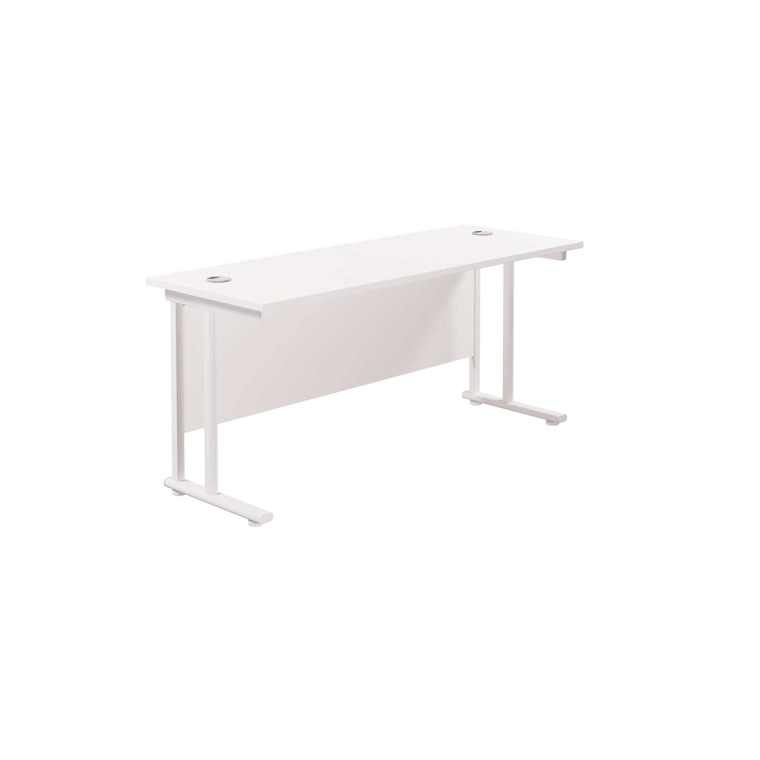 Twin Upright Rectangular Desk: 600mm Deep (FSC) | 1800X600 | White/White