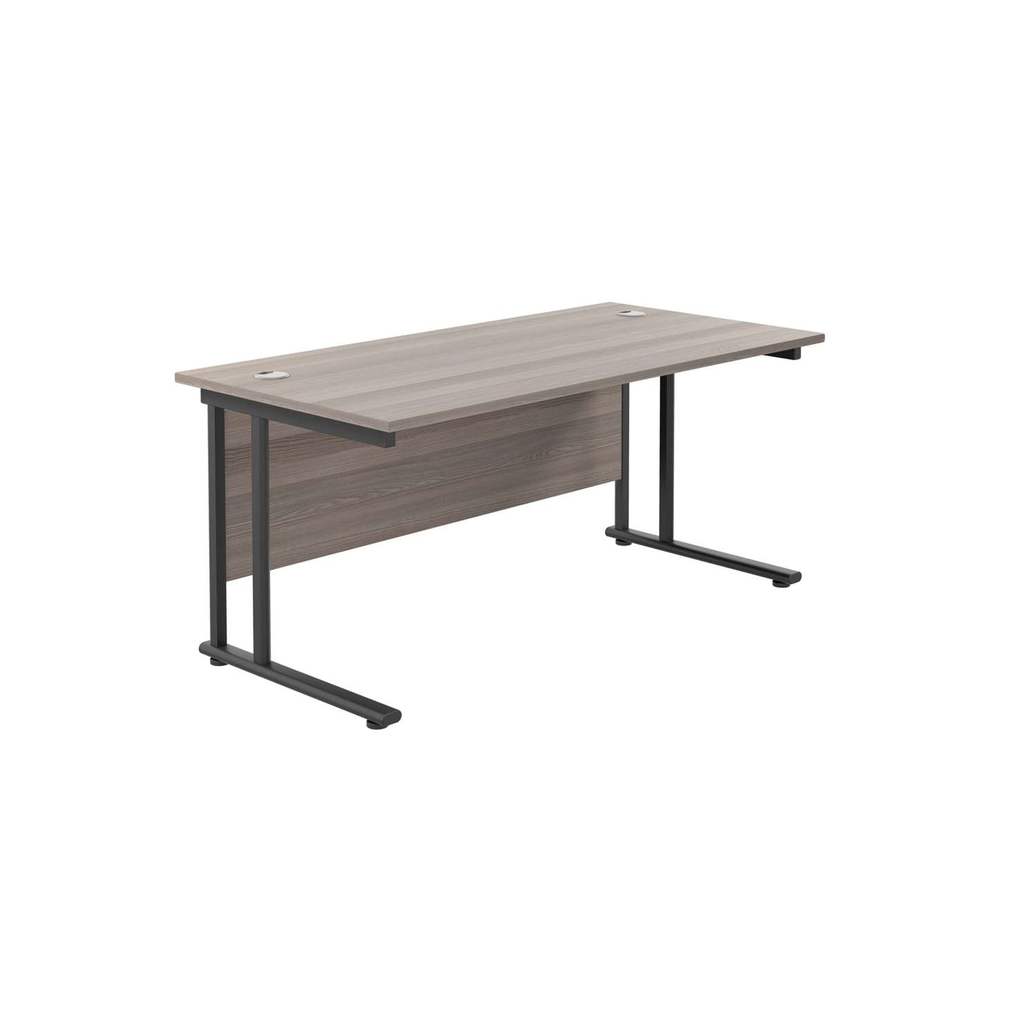Twin Upright Rectangular Desk: 800mm Deep (FSC) | 1800X800 | Grey Oak/Black