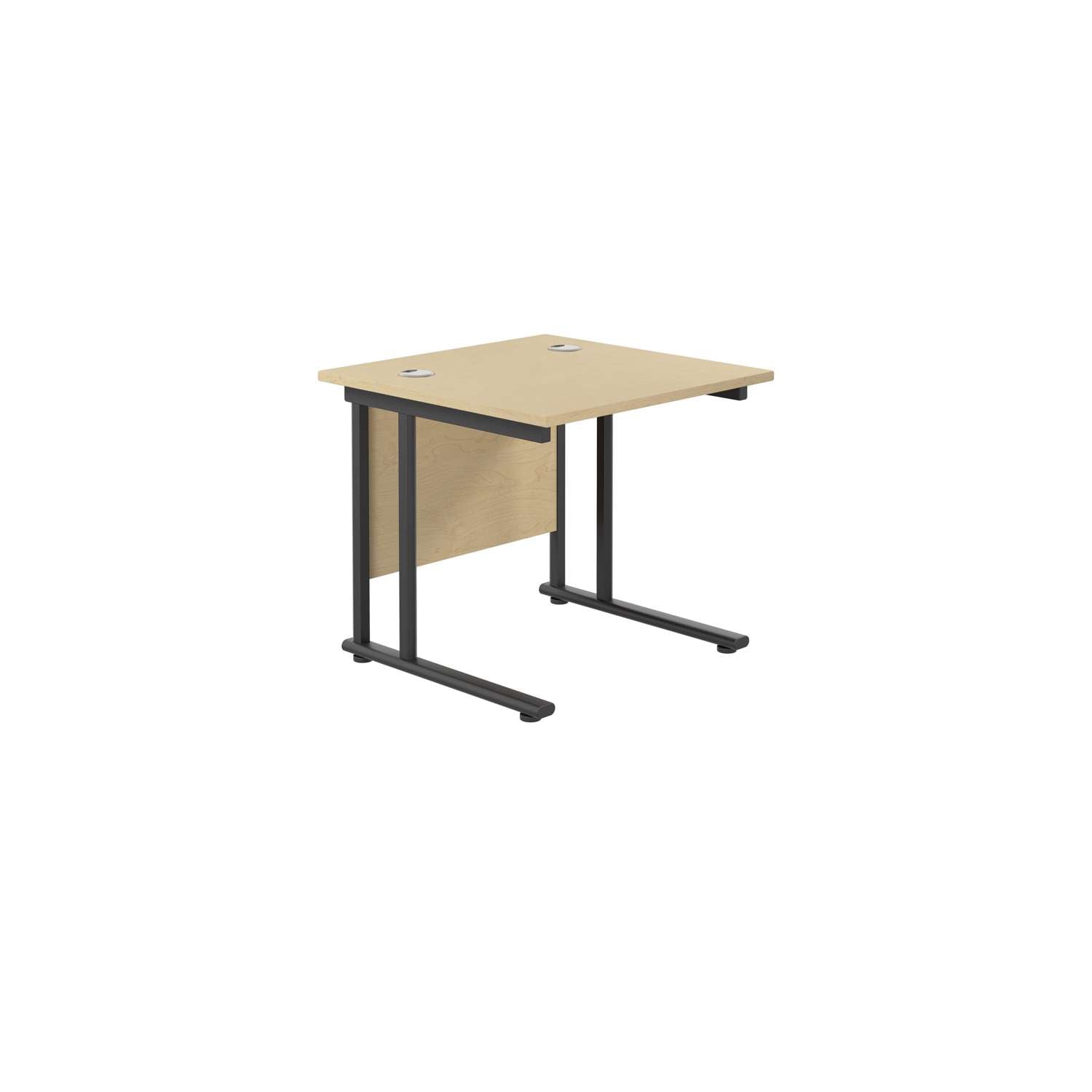 Twin Upright Rectangular Desk: 800mm Deep (FSC) | 800X800 | Maple/Black