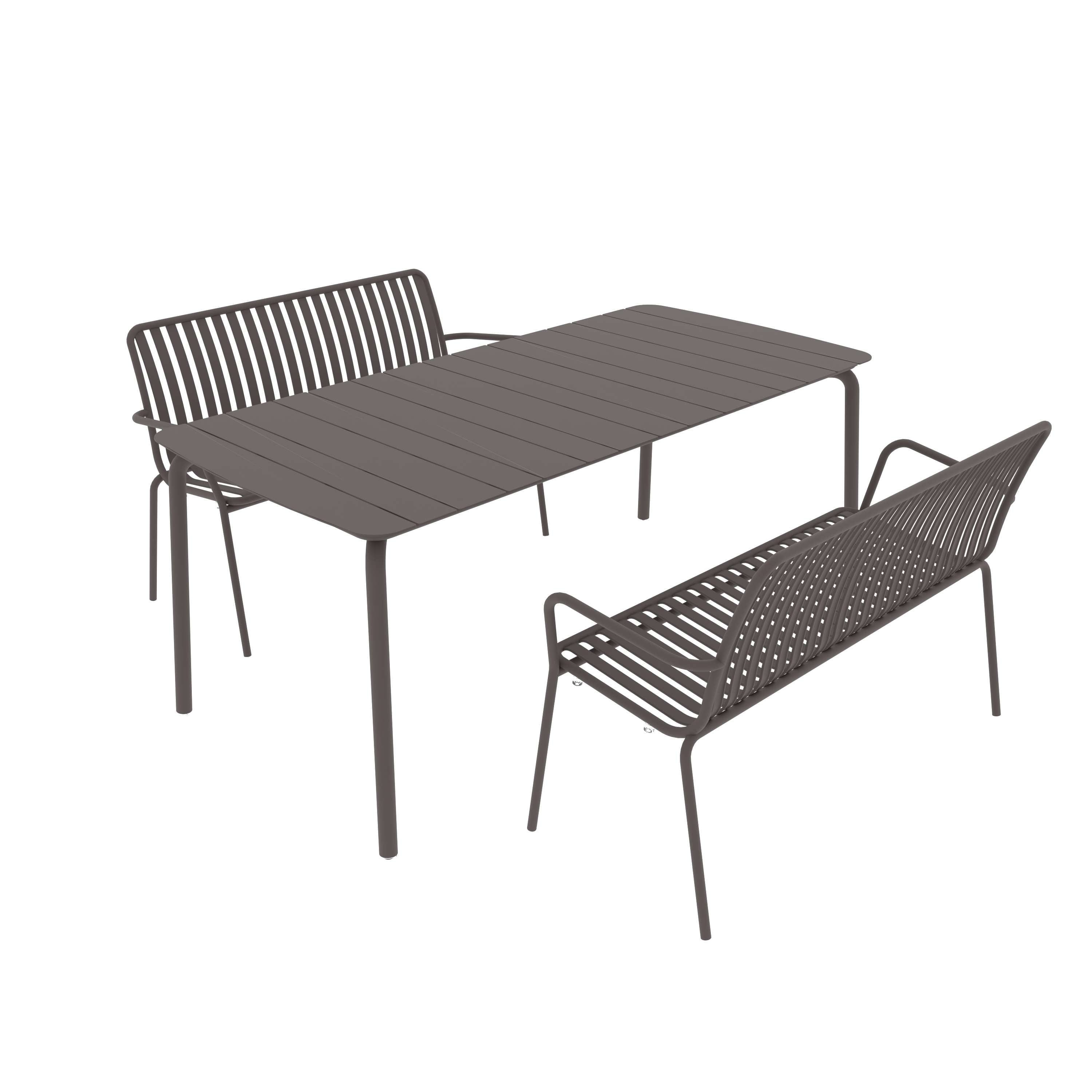 Breeze Rectangular Slatted Table and Bench Set