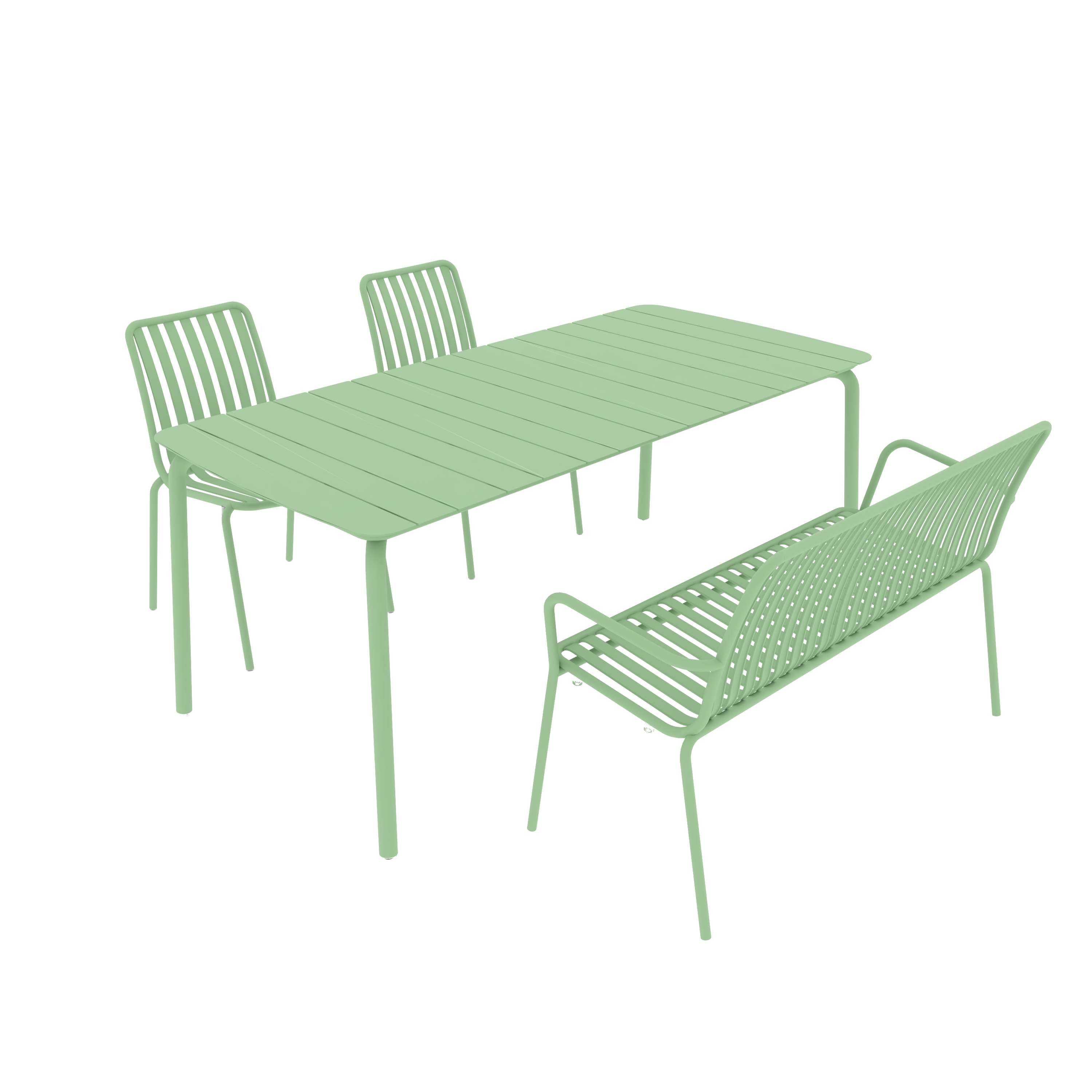 Breeze Rectangular Slatted Table with Side Chair and Bench Set
