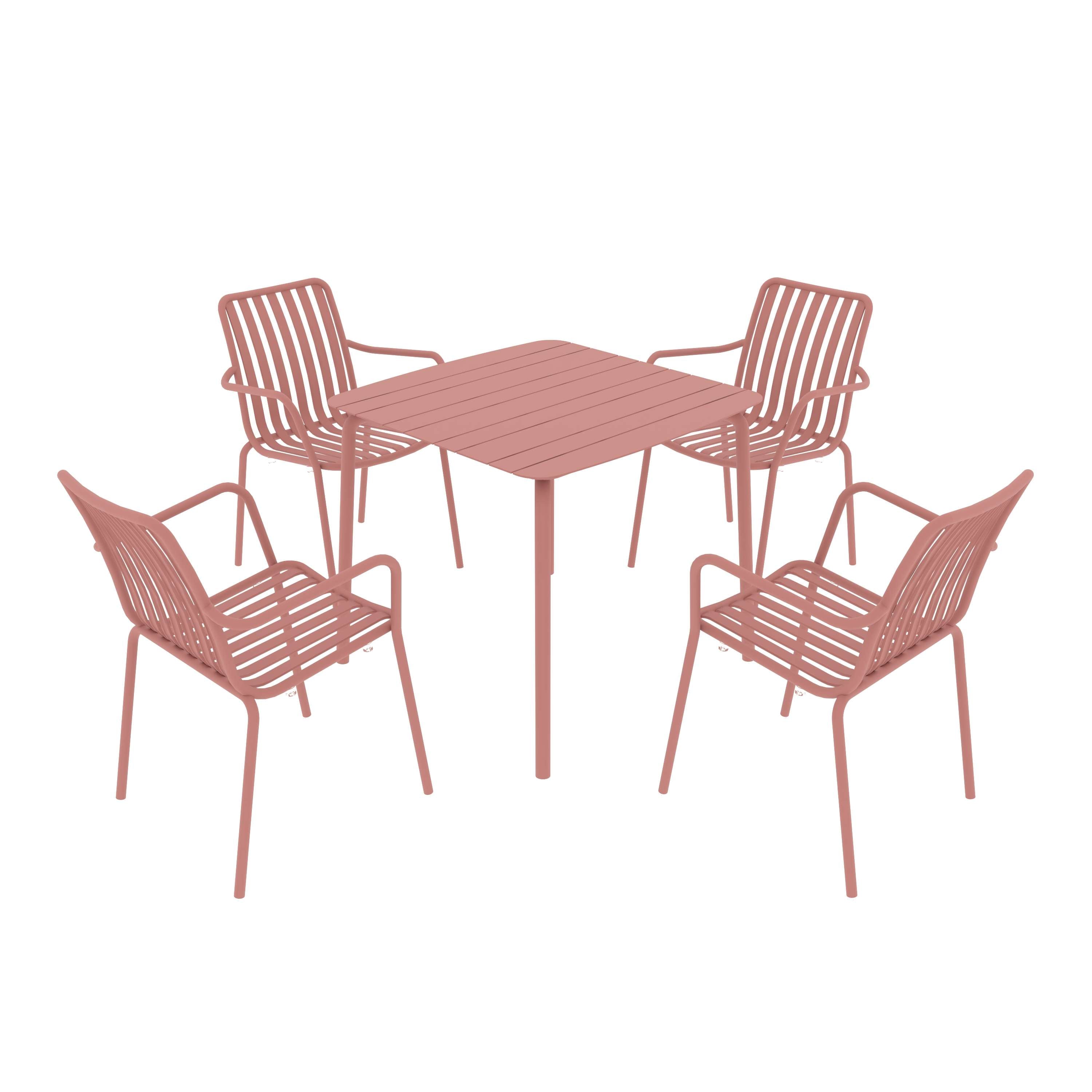 Breeze Square Slatted Table and Armchair Set