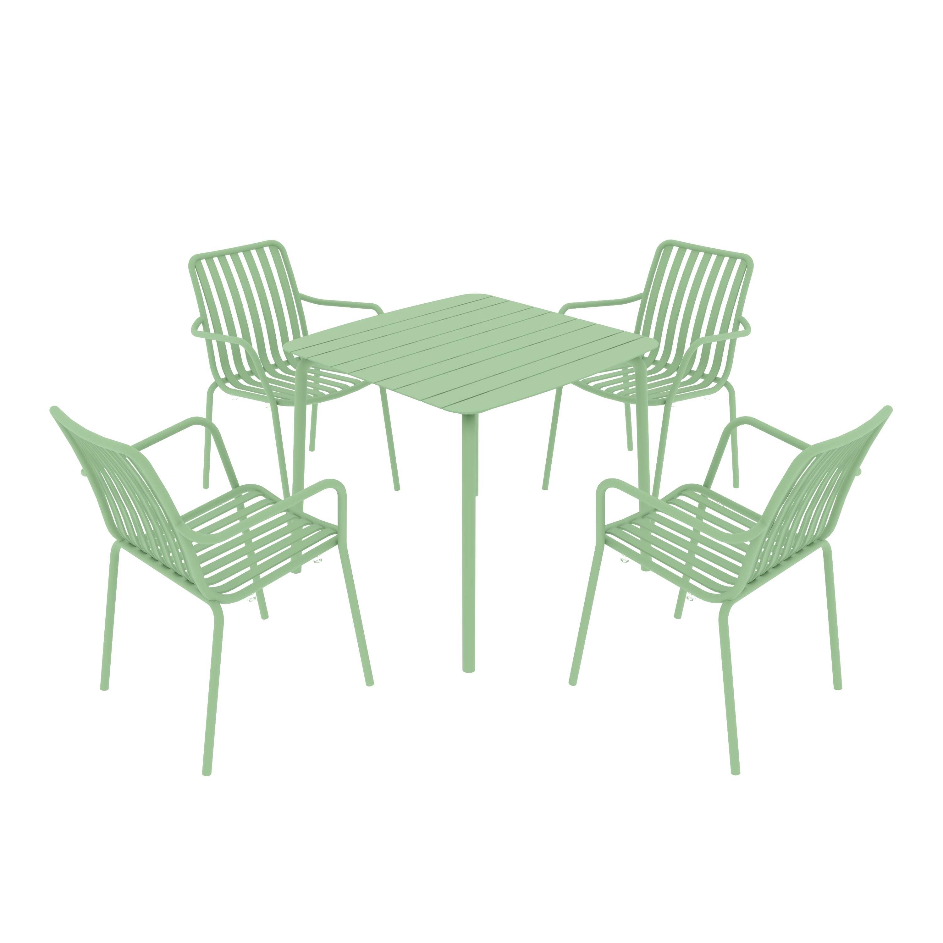 Breeze Square Slatted Table and Armchair Set