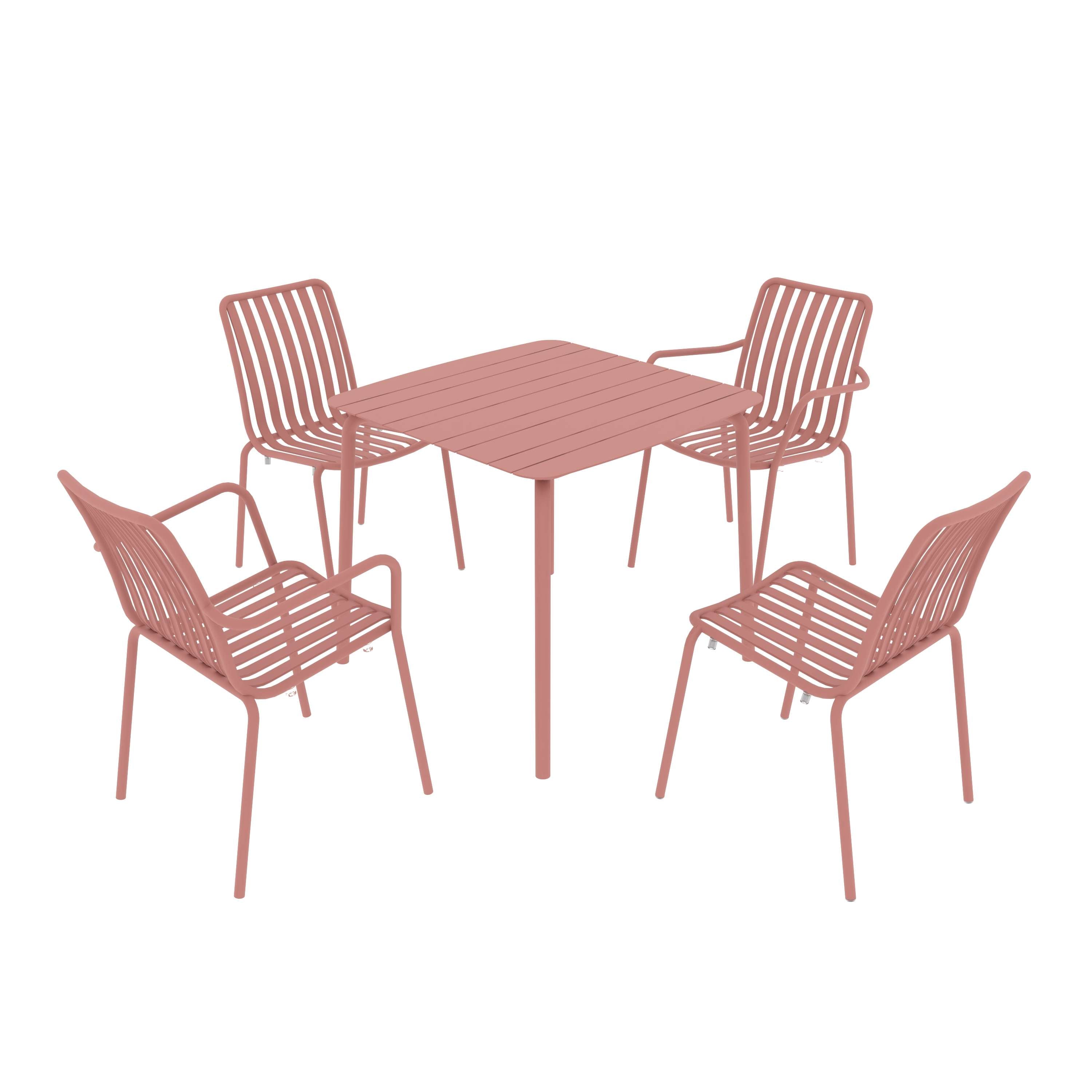 Breeze Square Slatted Table with Armchair and Side Chair Set