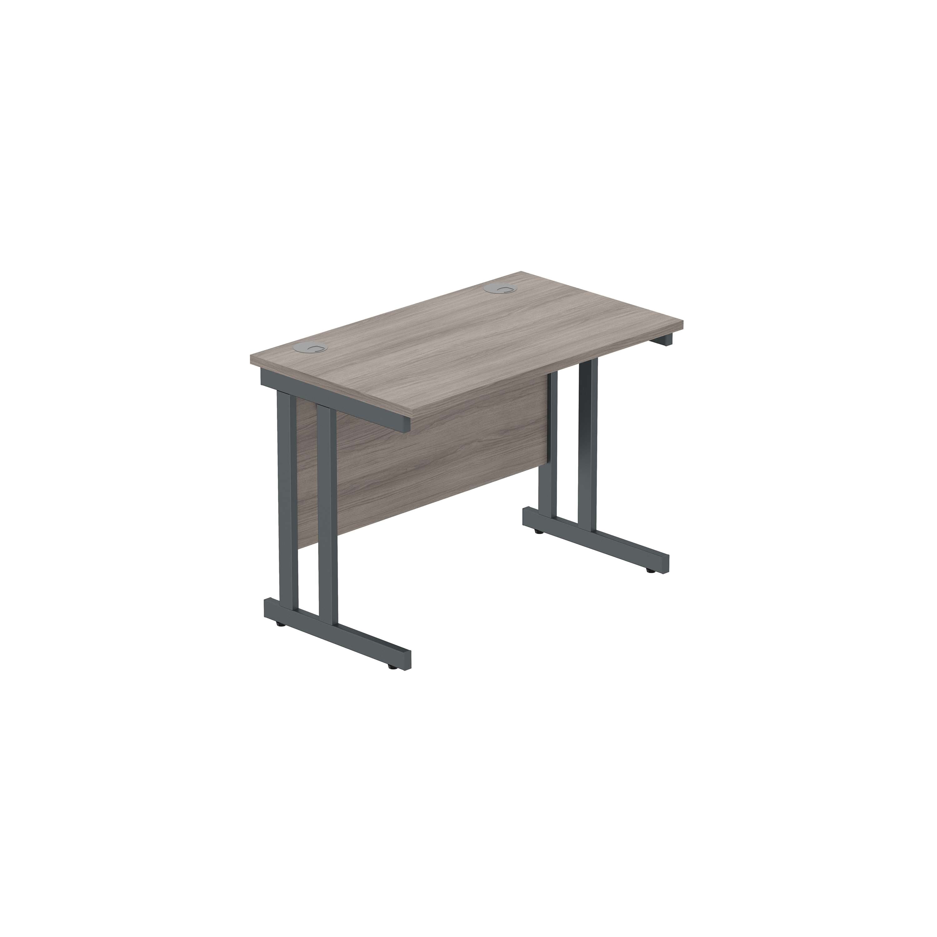 Office Rectangular Desk with Steel Double Upright Cantilever Frame (FSC) | 1000X600 | Alaskan Grey Oak/Graphite