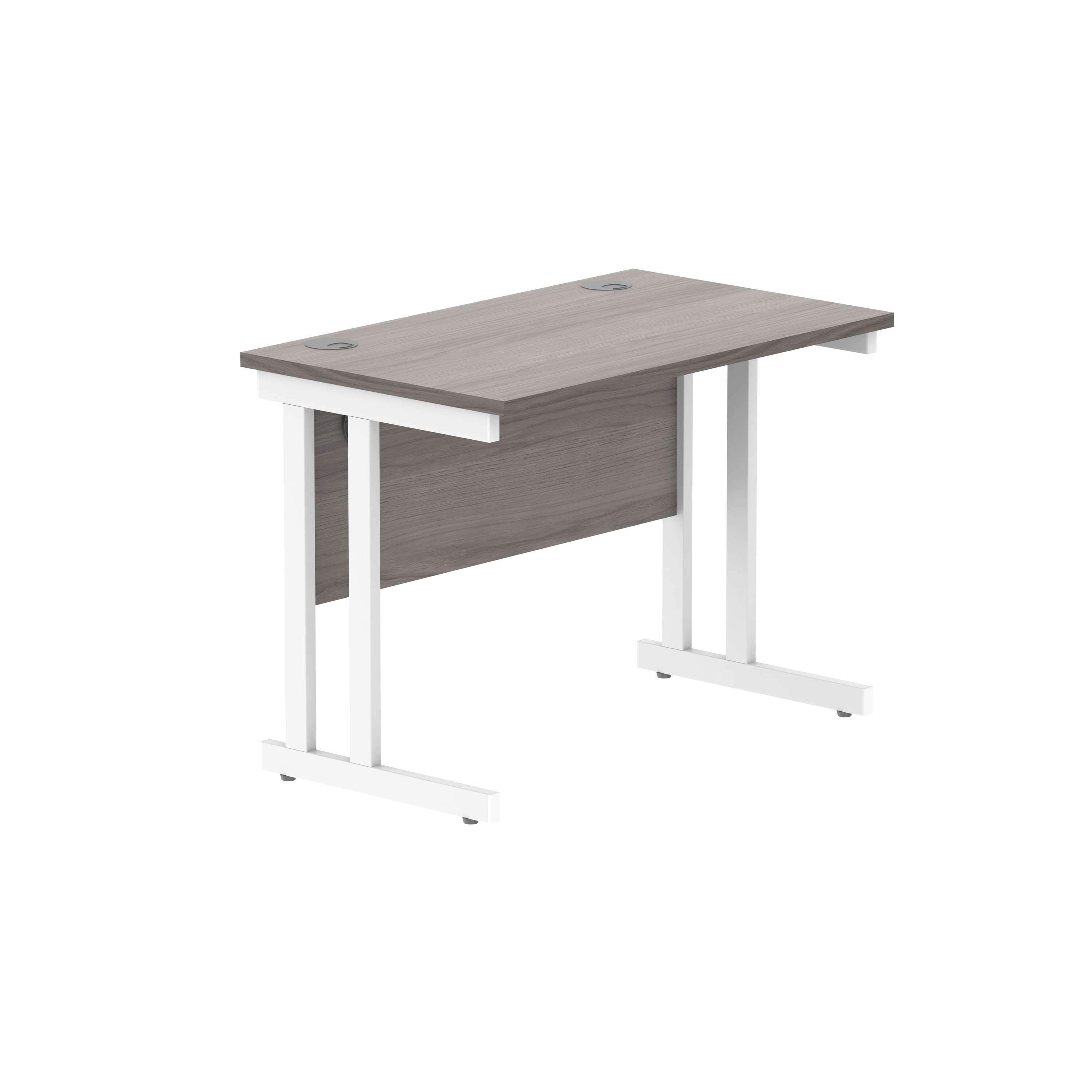 Office Rectangular Desk with Steel Double Upright Cantilever Frame (FSC) | 1000X600 | Alaskan Grey Oak/White