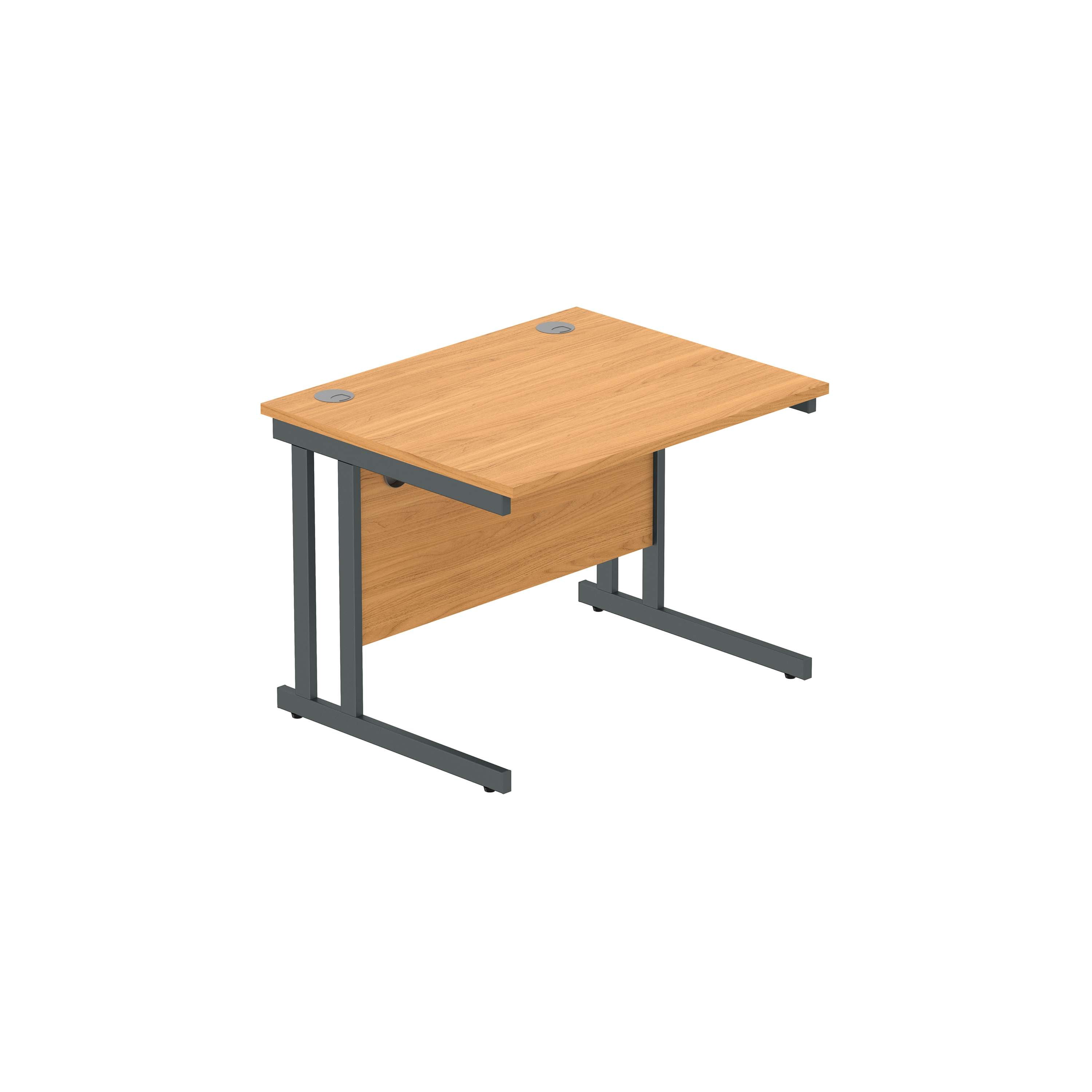 Office Rectangular Desk with Steel Double Upright Cantilever Frame (FSC) | 1000X800 | Norwegian Beech/Graphite