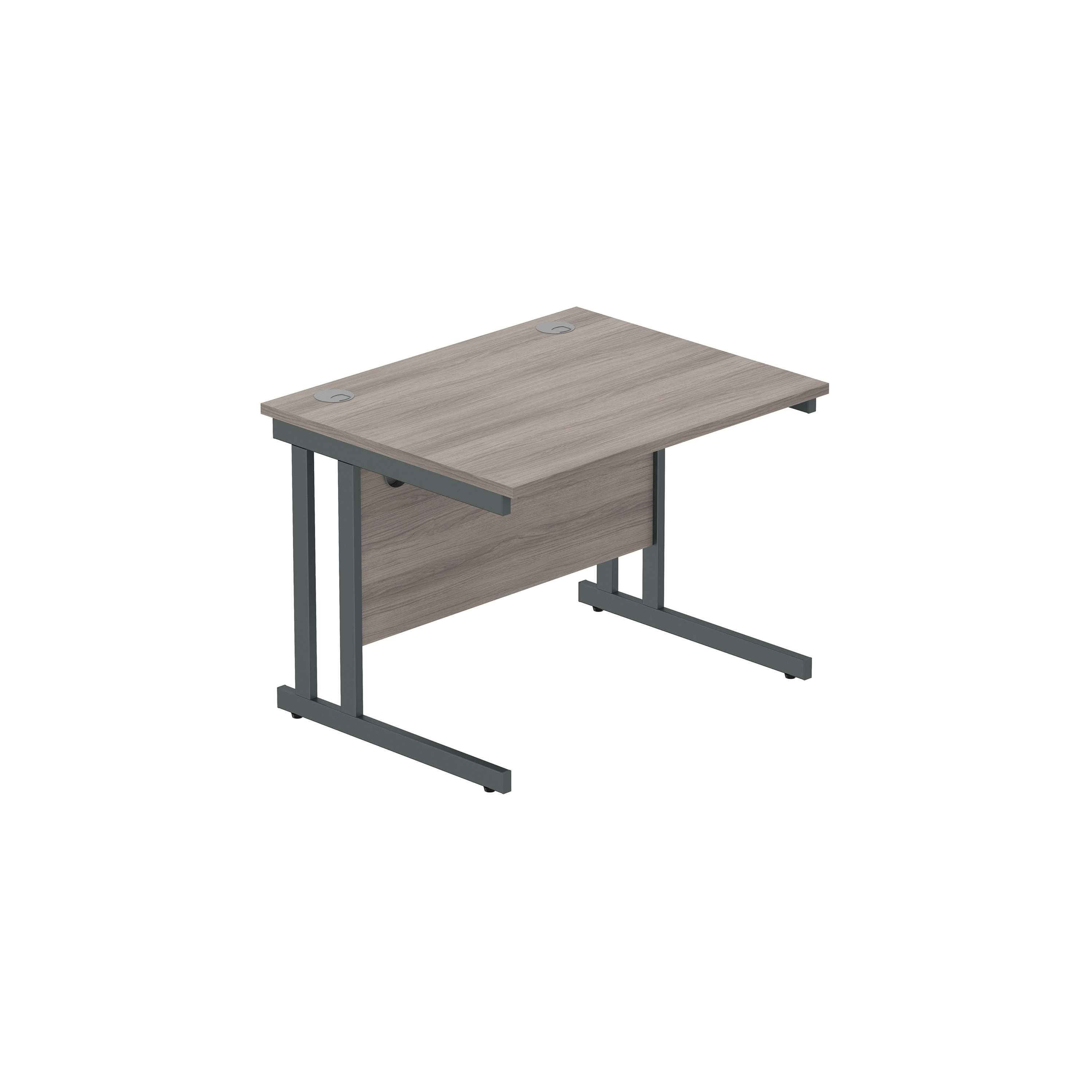 Office Rectangular Desk with Steel Double Upright Cantilever Frame (FSC) | 1000X800 | Alaskan Grey Oak/Graphite