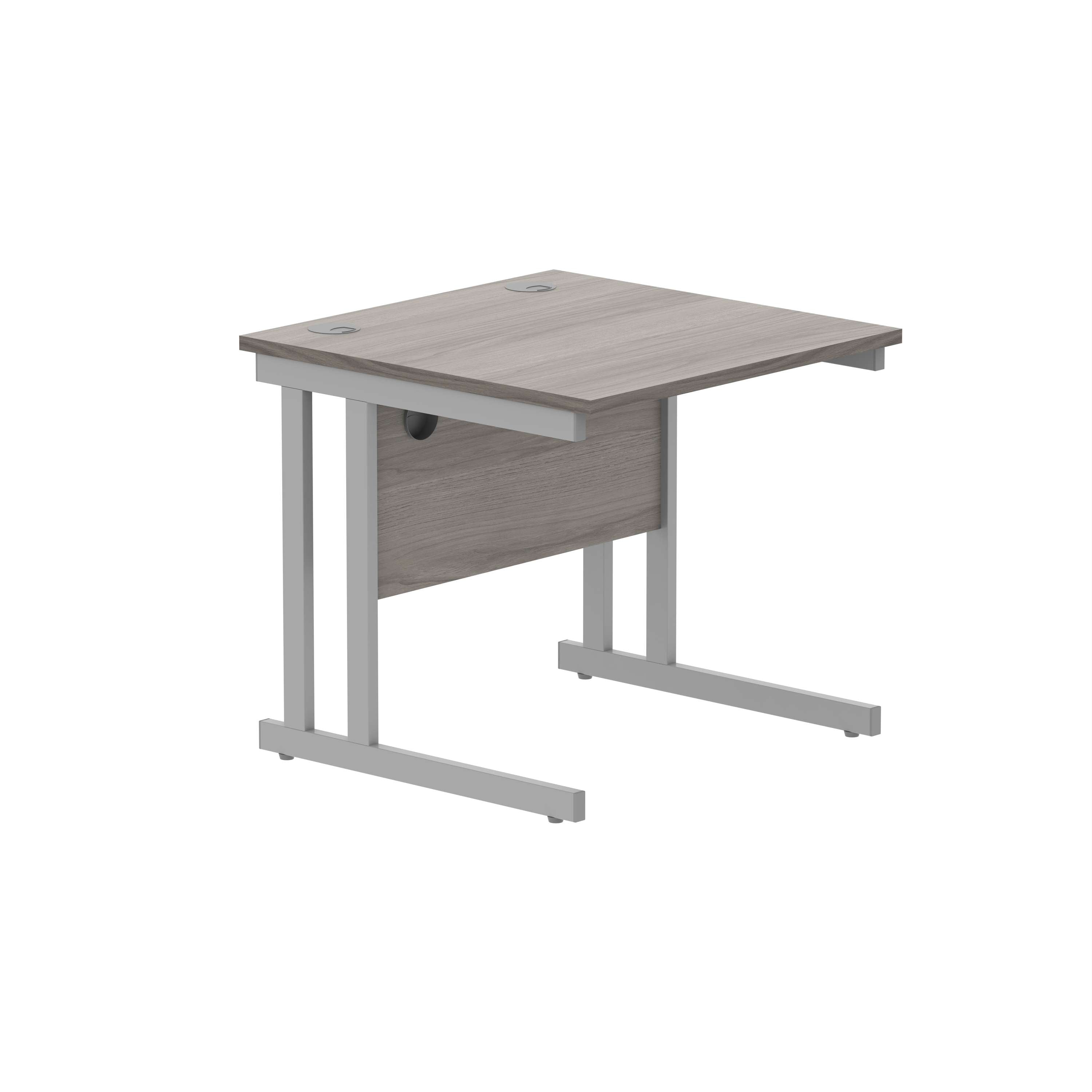 Office Rectangular Desk with Steel Double Upright Cantilever Frame (FSC) | 1000X800 | Alaskan Grey Oak/Silver