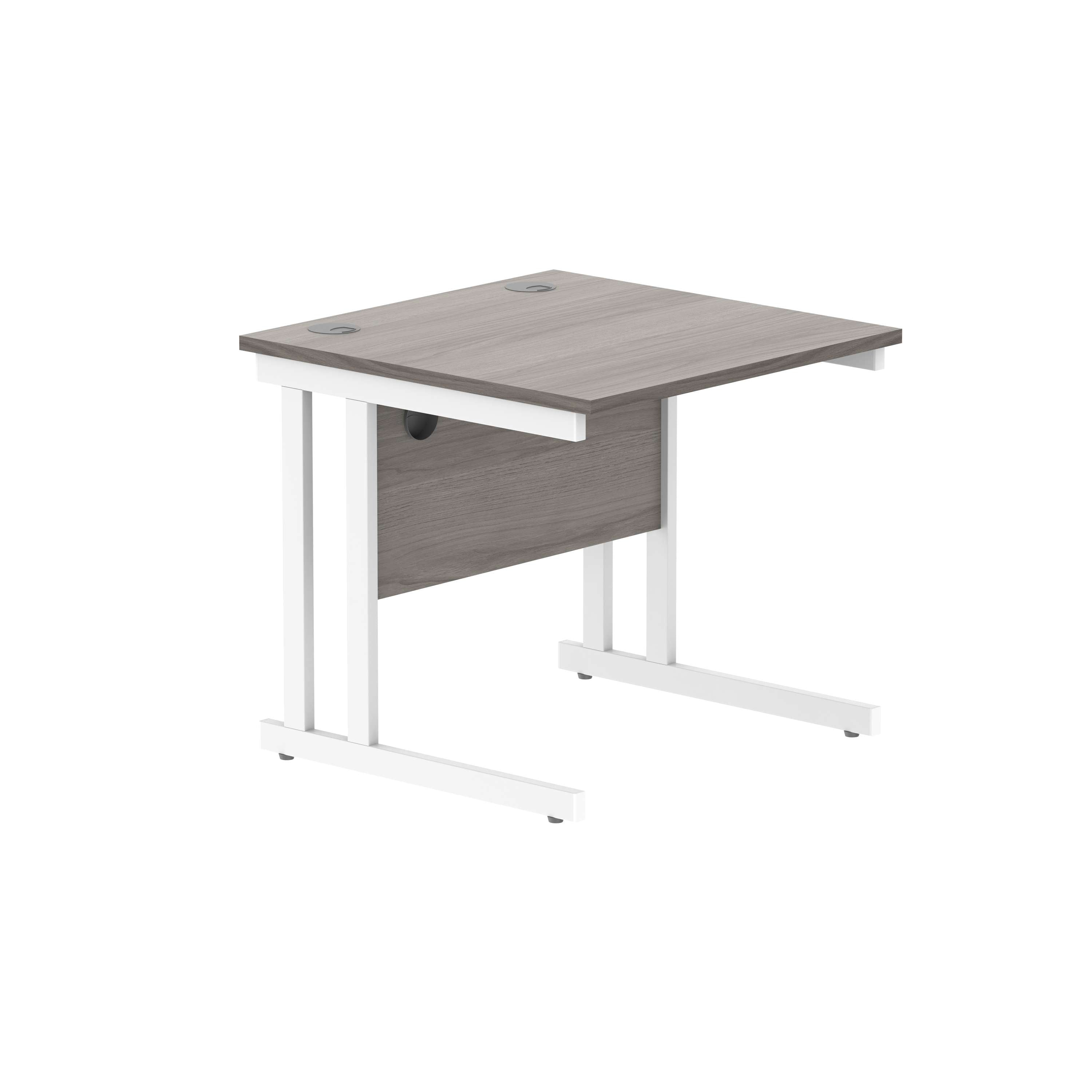 Office Rectangular Desk with Steel Double Upright Cantilever Frame (FSC) | 1000X800 | Alaskan Grey Oak/White