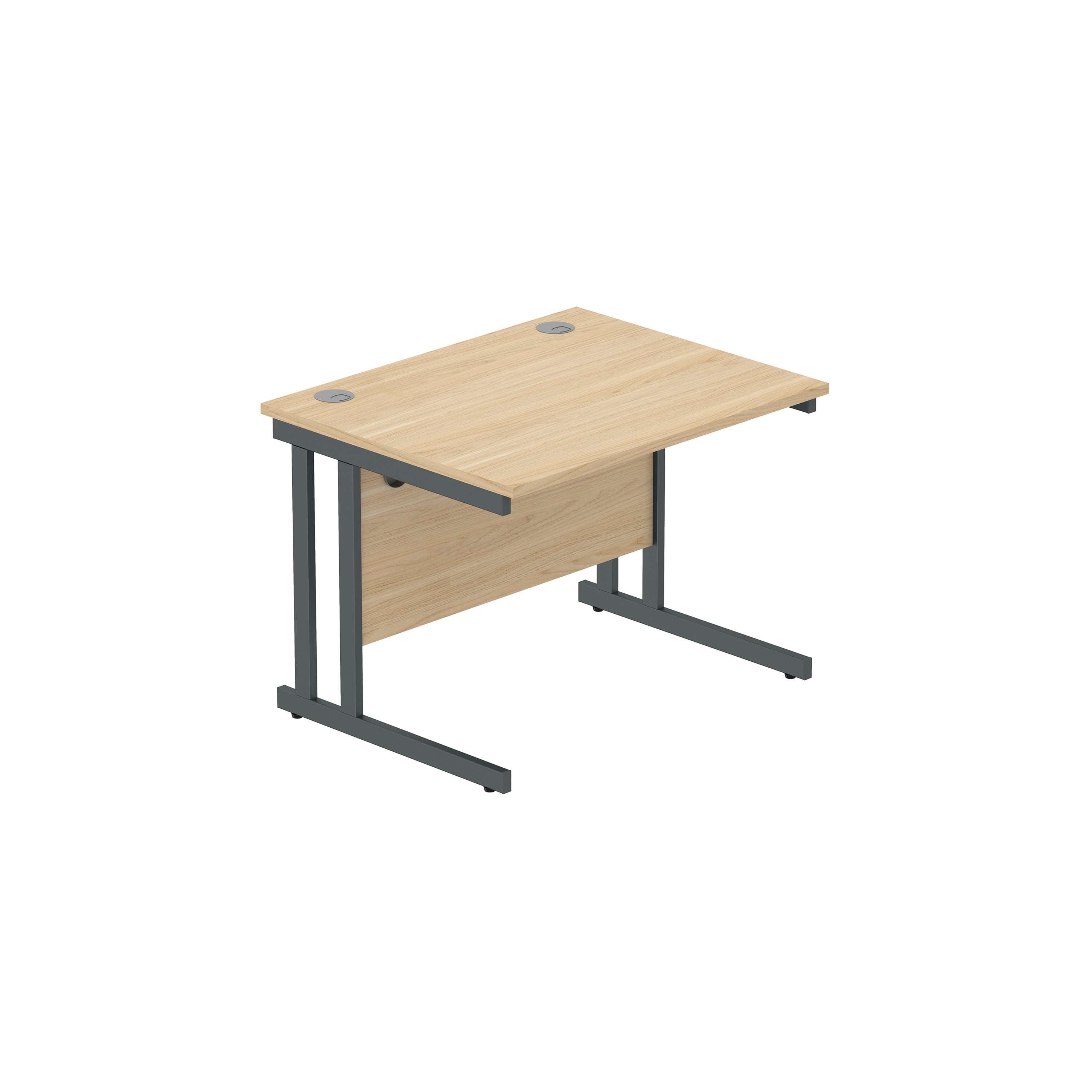 Office Rectangular Desk with Steel Double Upright Cantilever Frame (FSC) | 1000X800 | Canadian Oak/Graphite