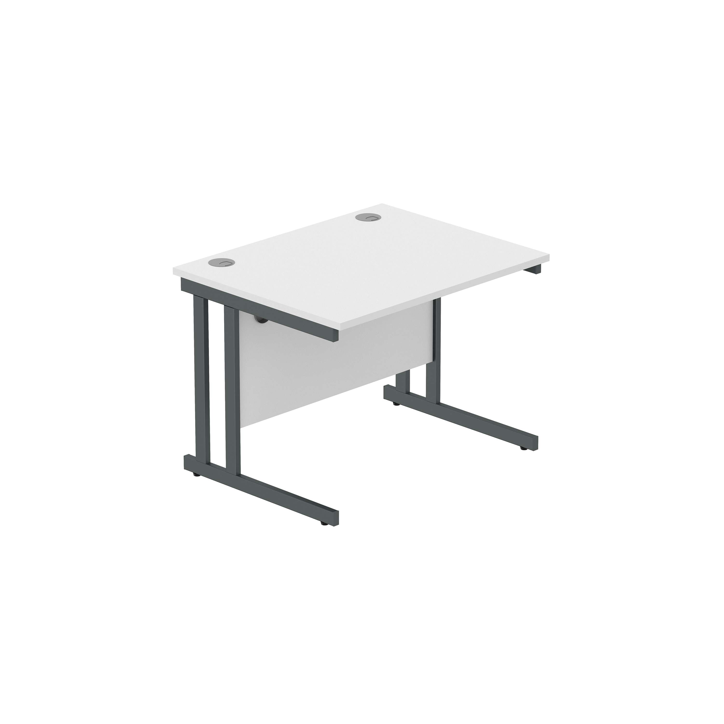 Office Rectangular Desk with Steel Double Upright Cantilever Frame (FSC) | 1000X800 | Arctic White/Graphite