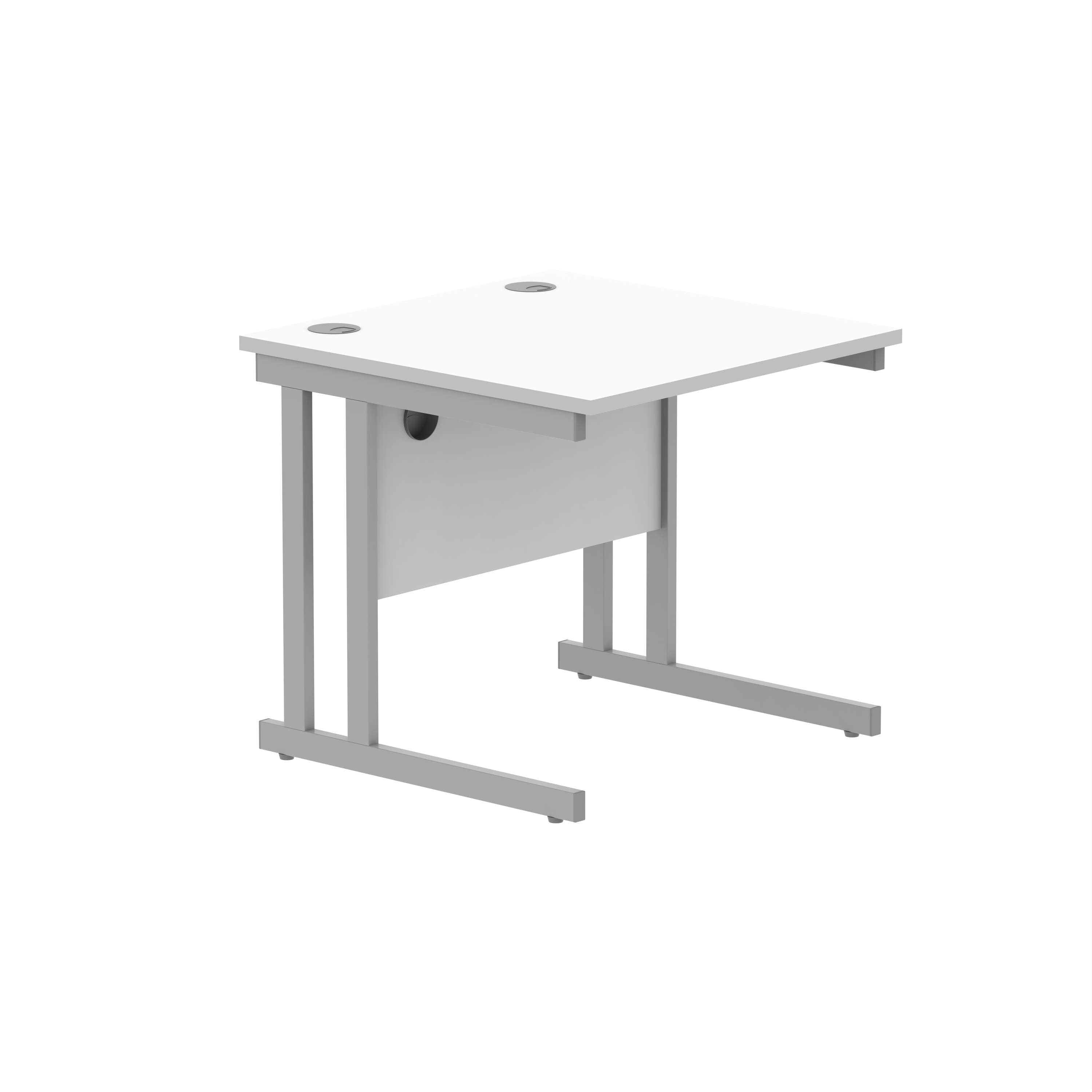 Office Rectangular Desk with Steel Double Upright Cantilever Frame (FSC) | 1000X800 | Arctic White/Silver