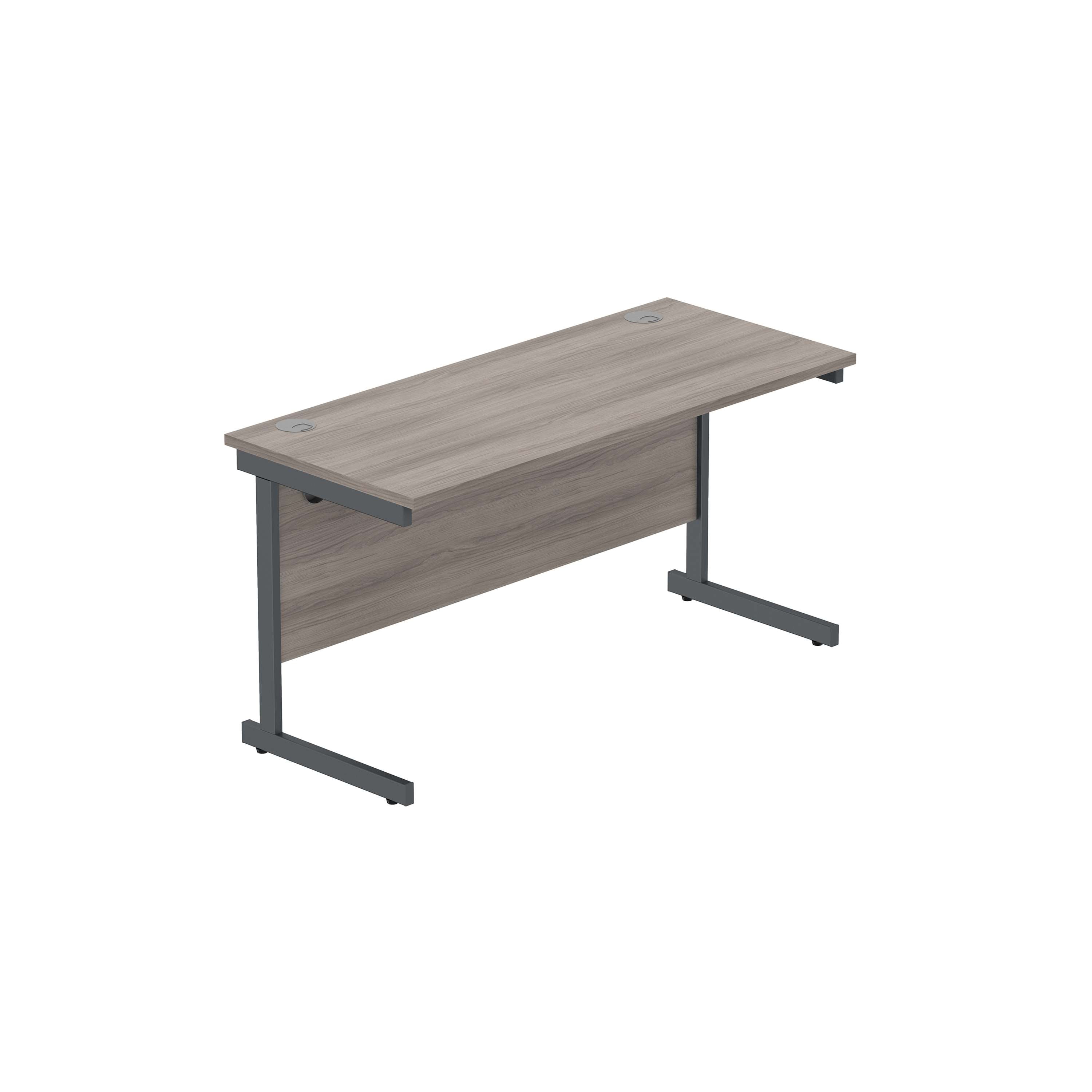 Office Rectangular Desk with Steel Single Upright Cantilever Frame (FSC) | 1400X600 | Alaskan Grey Oak/Graphite