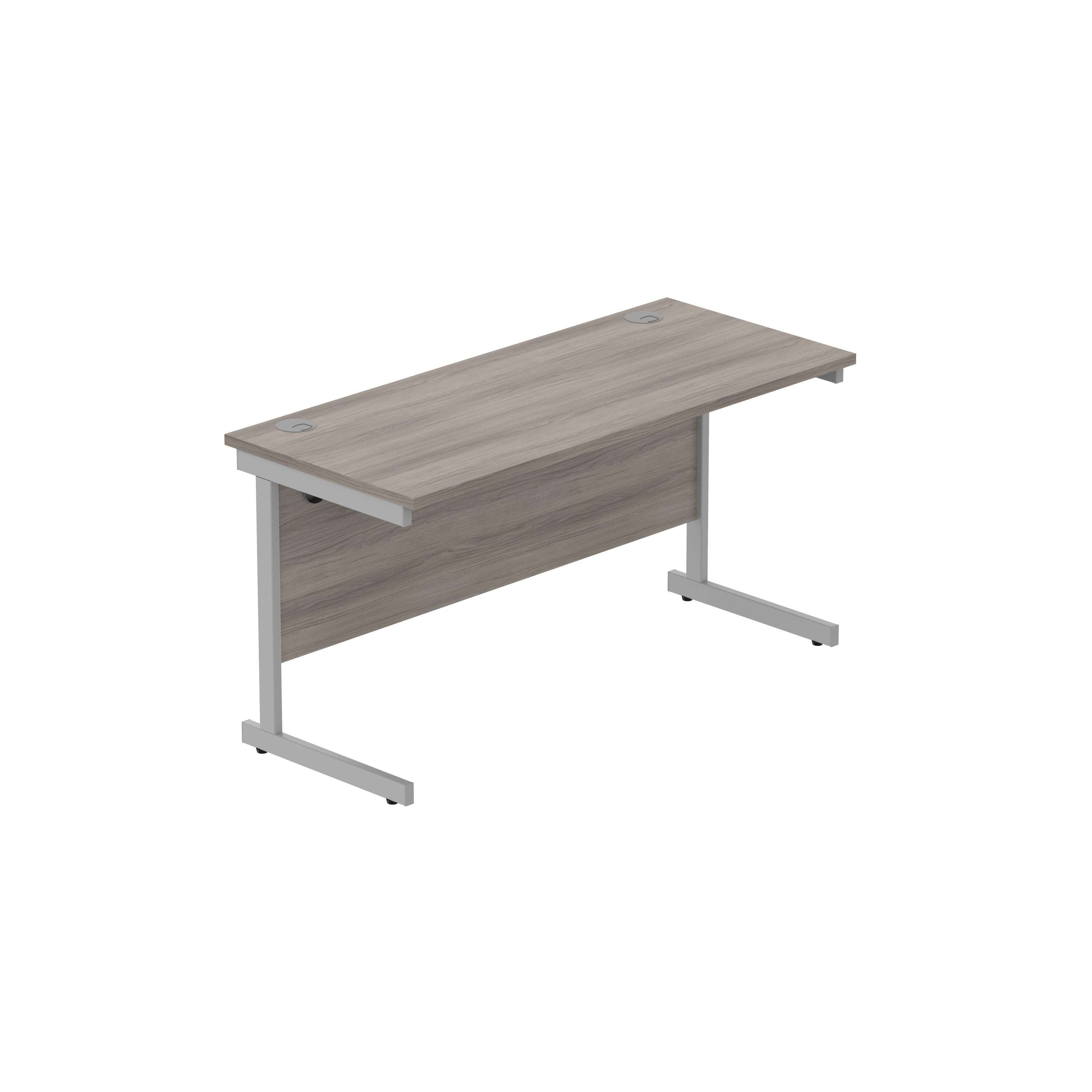 Office Rectangular Desk with Steel Single Upright Cantilever Frame (FSC) | 1400X600 | Alaskan Grey Oak/Silver
