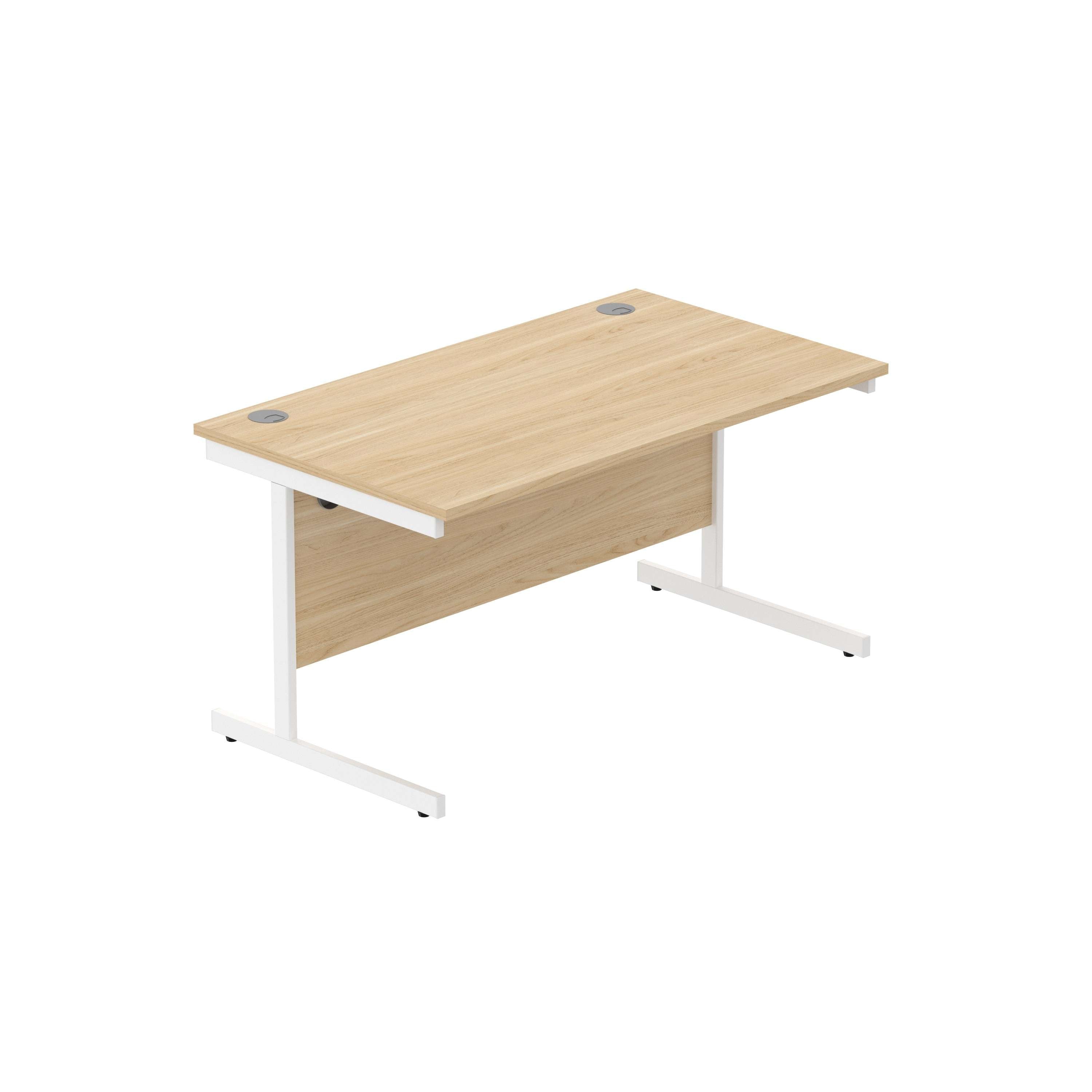 Office Rectangular Desk with Steel Single Upright Cantilever Frame (FSC) | 1400X800 | Canadian Oak/White
